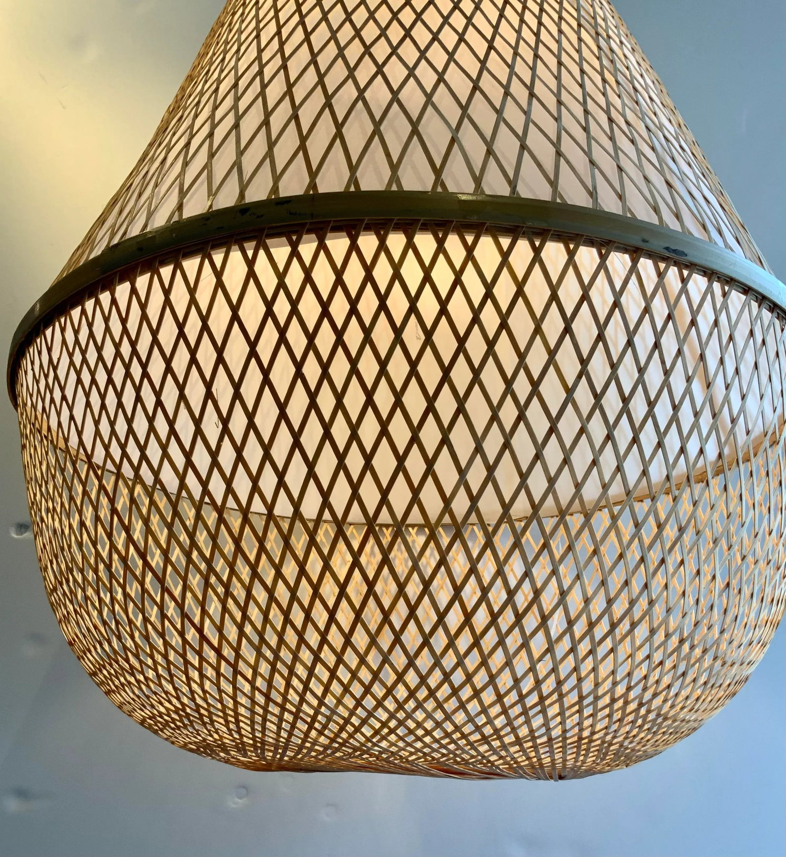 Organic Modern Large Natural Cane Pendant Light - 2