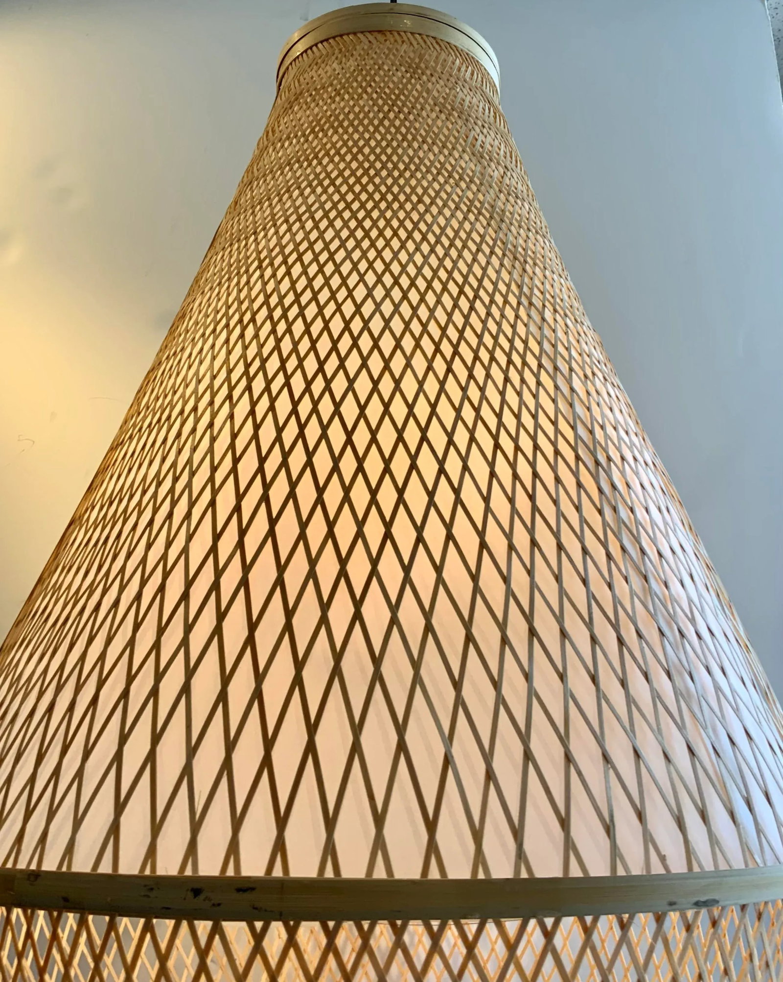 Organic Modern Large Natural Cane Pendant Light - 3
