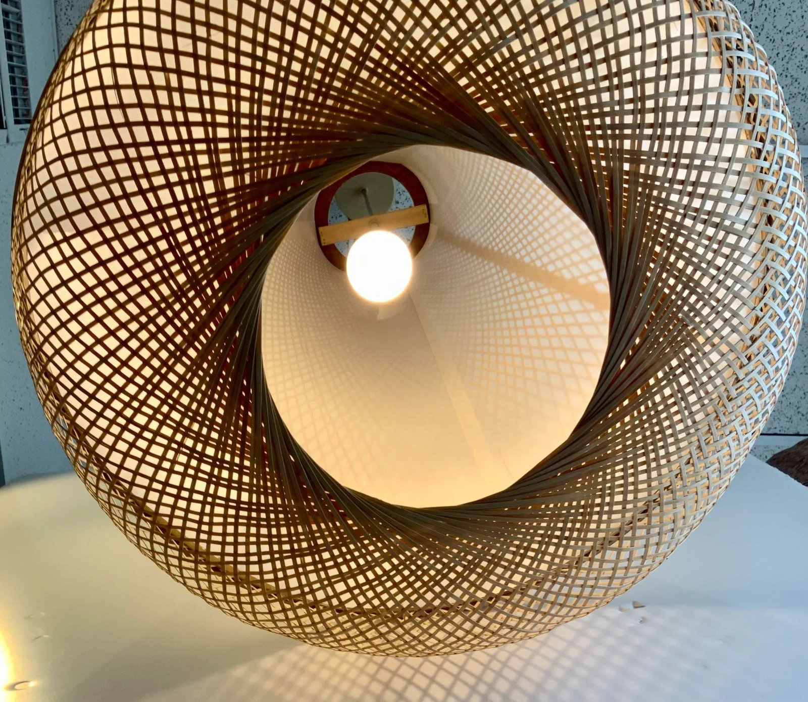 Organic Modern Large Natural Cane Pendant Light - 5