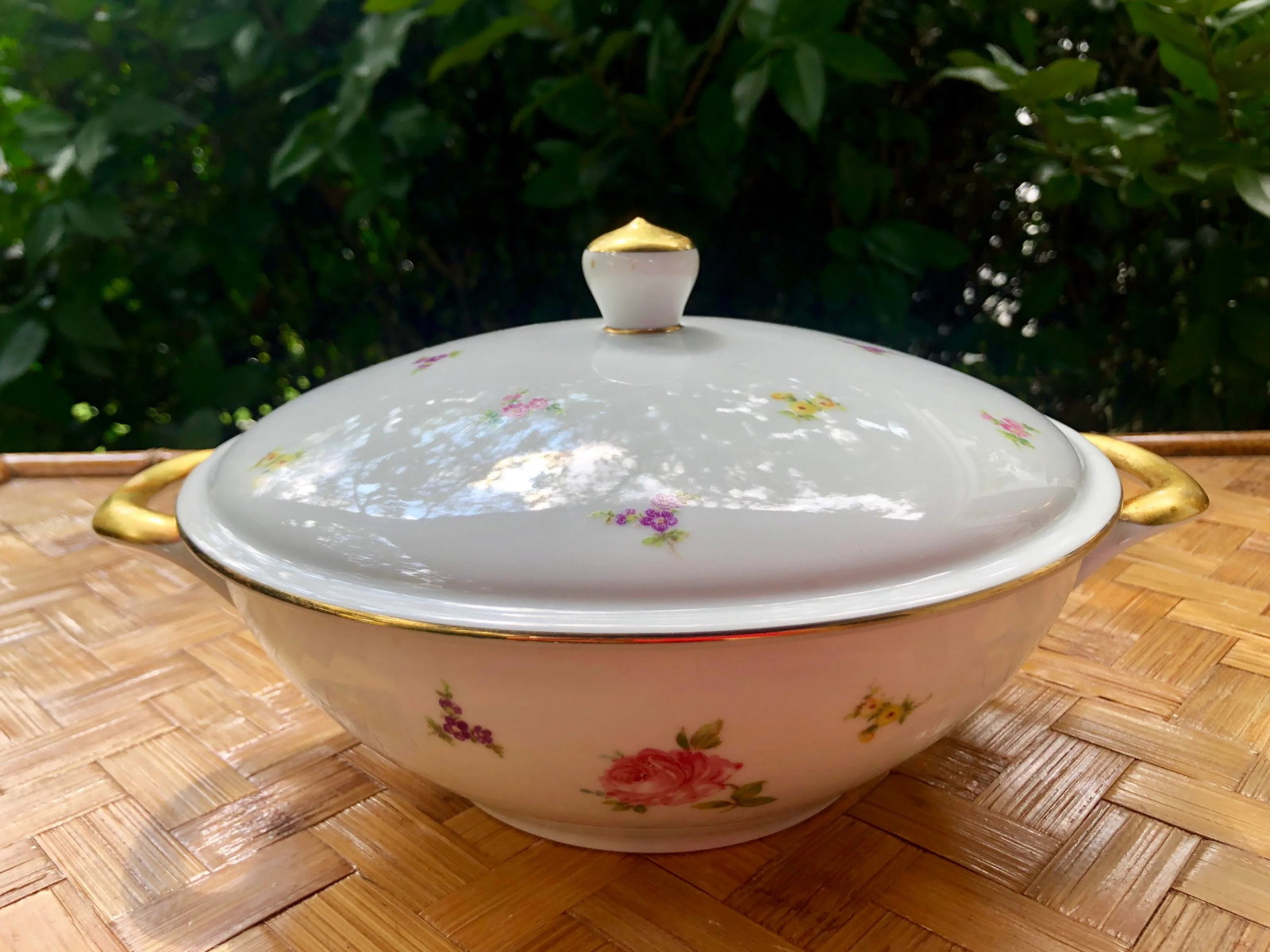 Haviland "Rose Chintz" Gilt Floral Porcelain Vegetable Tureen - 10