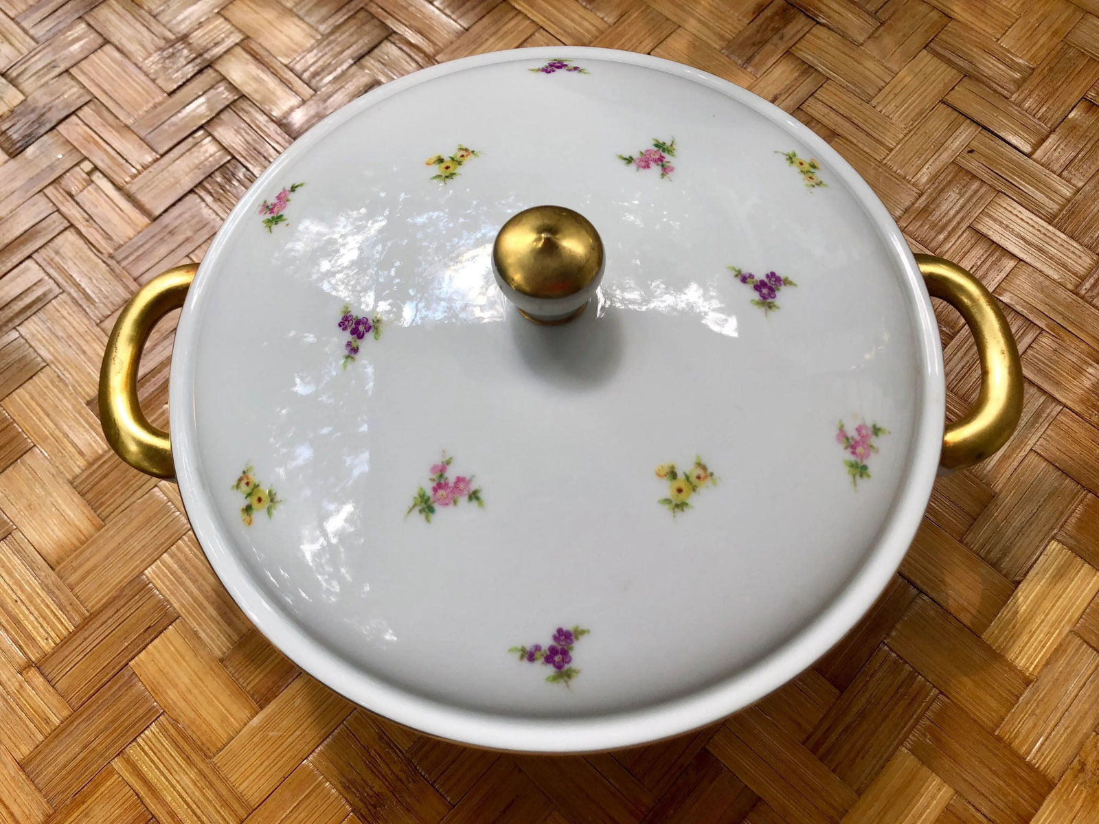 Haviland "Rose Chintz" Gilt Floral Porcelain Vegetable Tureen - 12