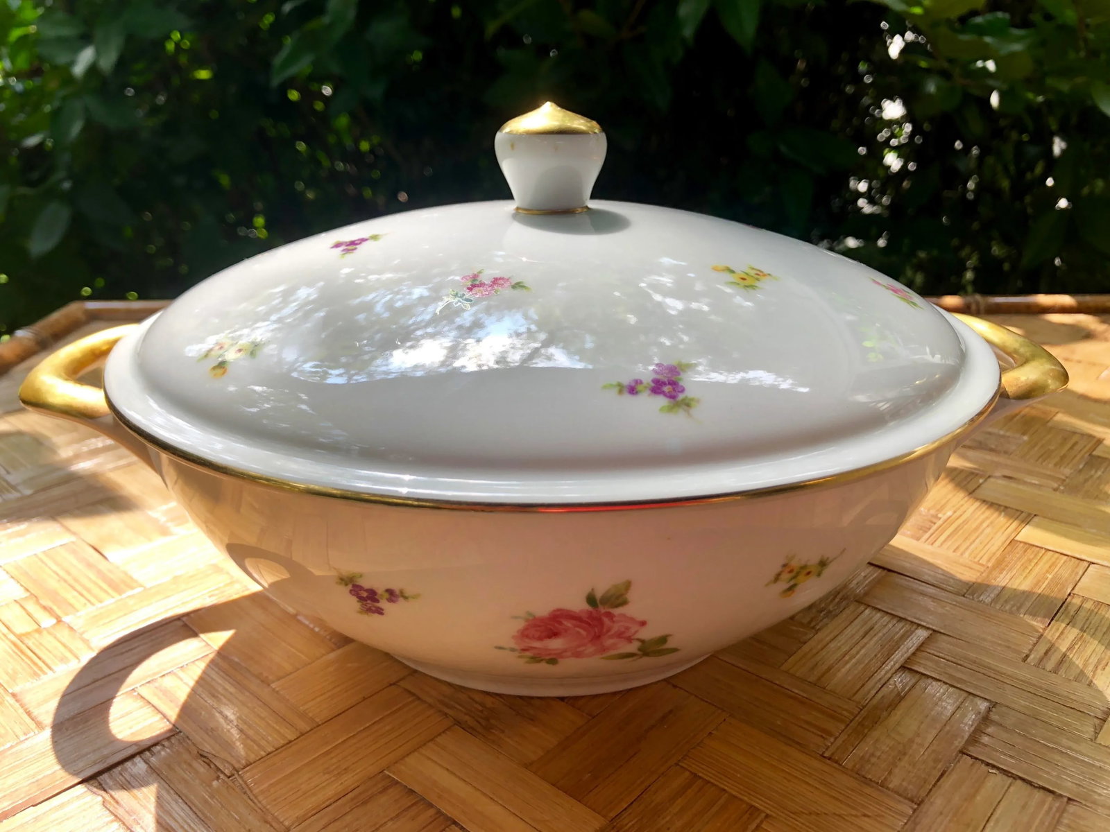 Haviland "Rose Chintz" Gilt Floral Porcelain Vegetable Tureen - 4