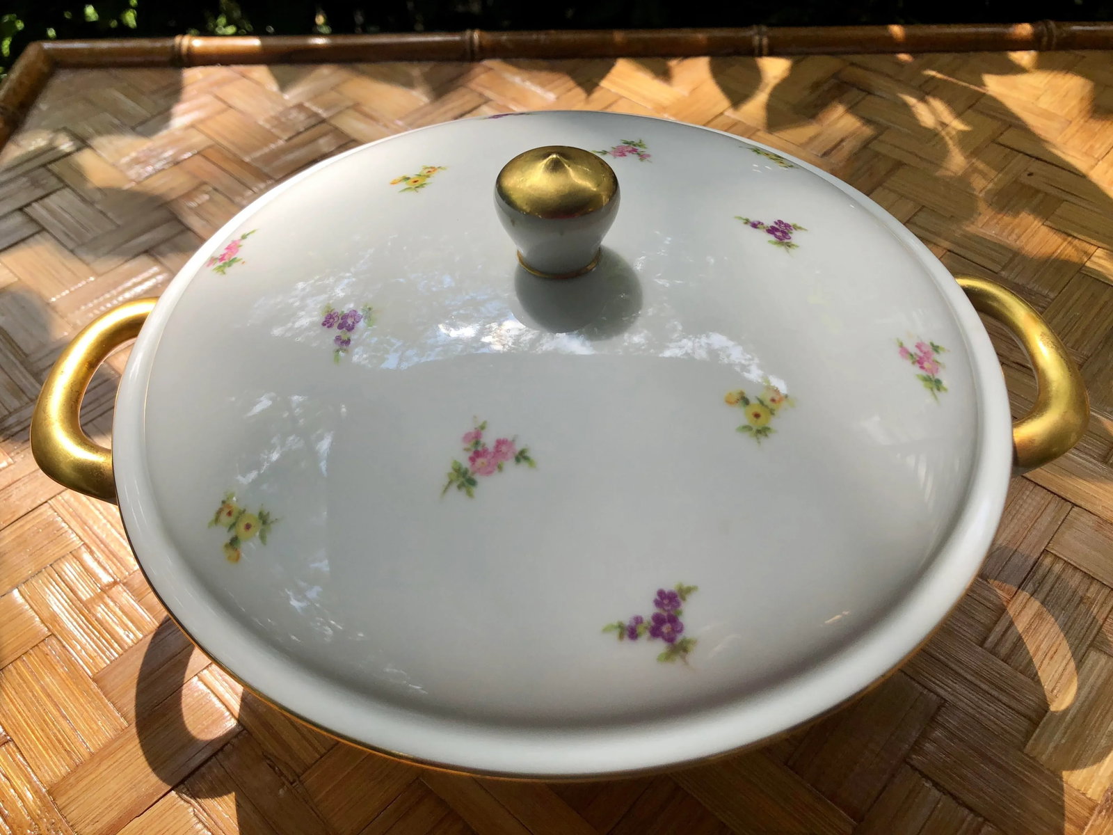 Haviland "Rose Chintz" Gilt Floral Porcelain Vegetable Tureen - 5