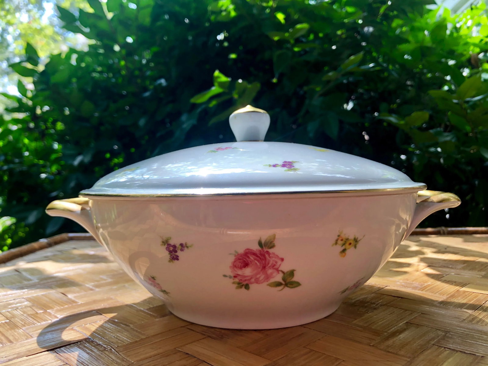 Haviland "Rose Chintz" Gilt Floral Porcelain Vegetable Tureen - 6