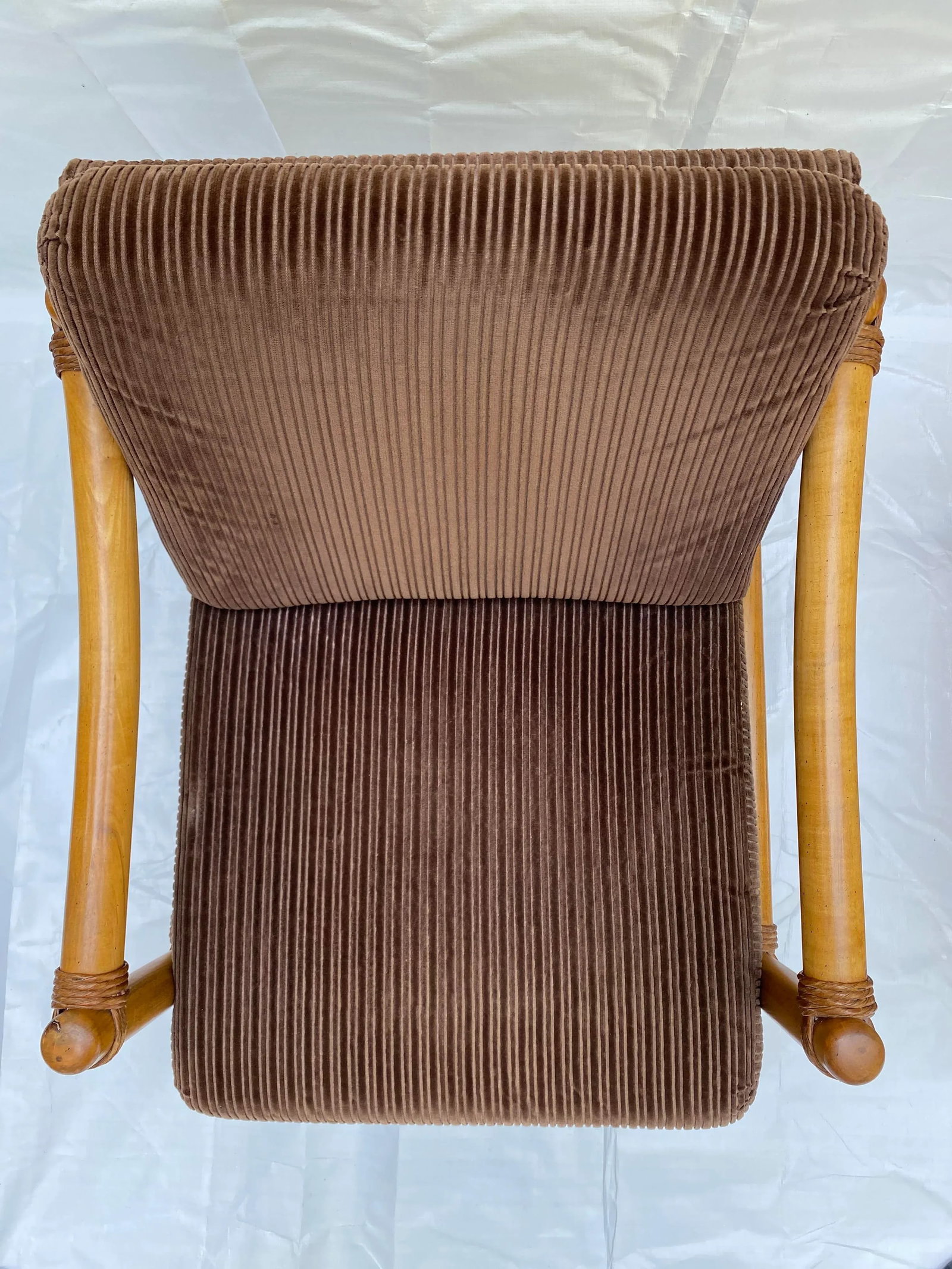 1970s Lane Venture Rattan & Velour Party Chairs - a Pair - 6