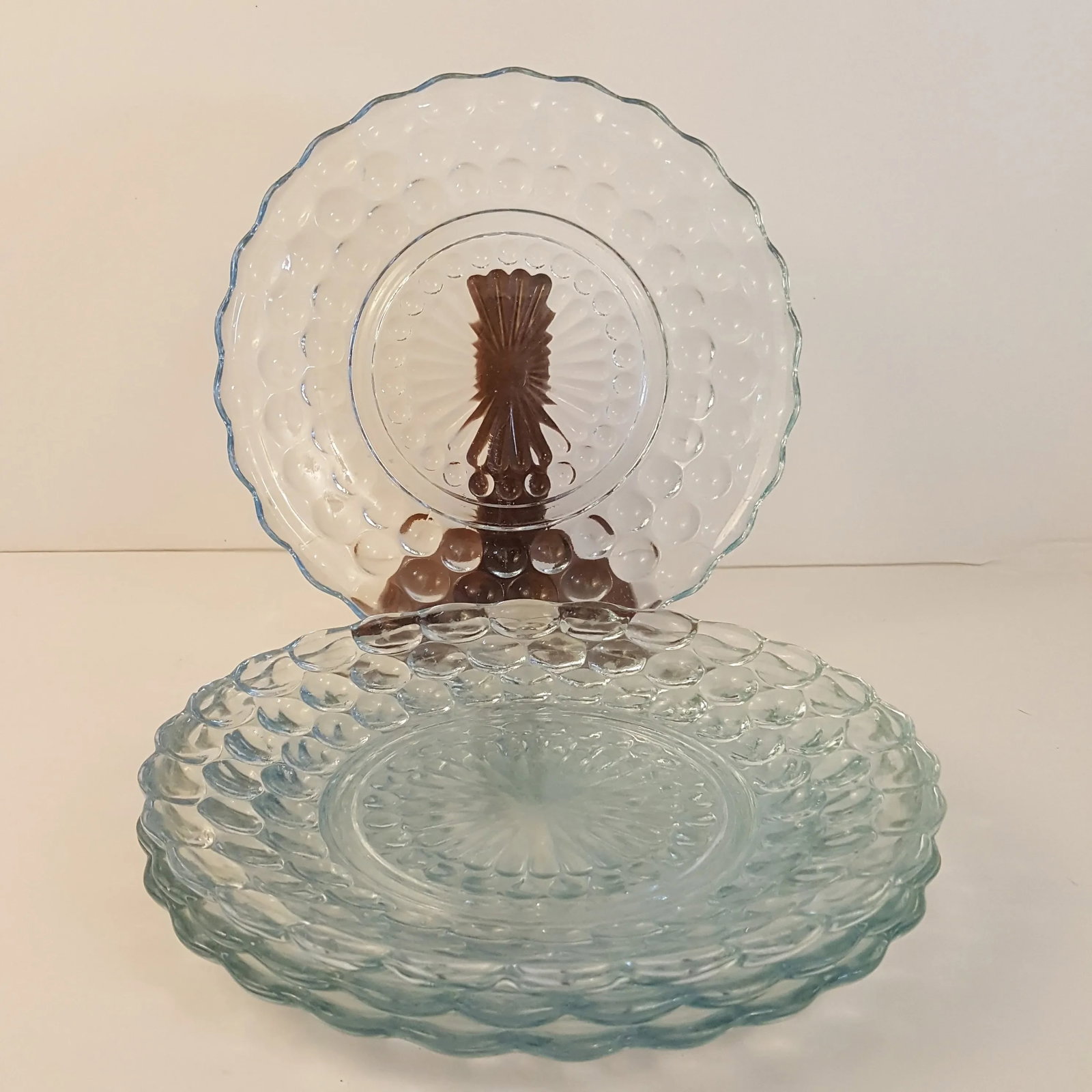 Anchor Hocking Blue Bubble Bread and Butter Plates - Set of 3 - 6