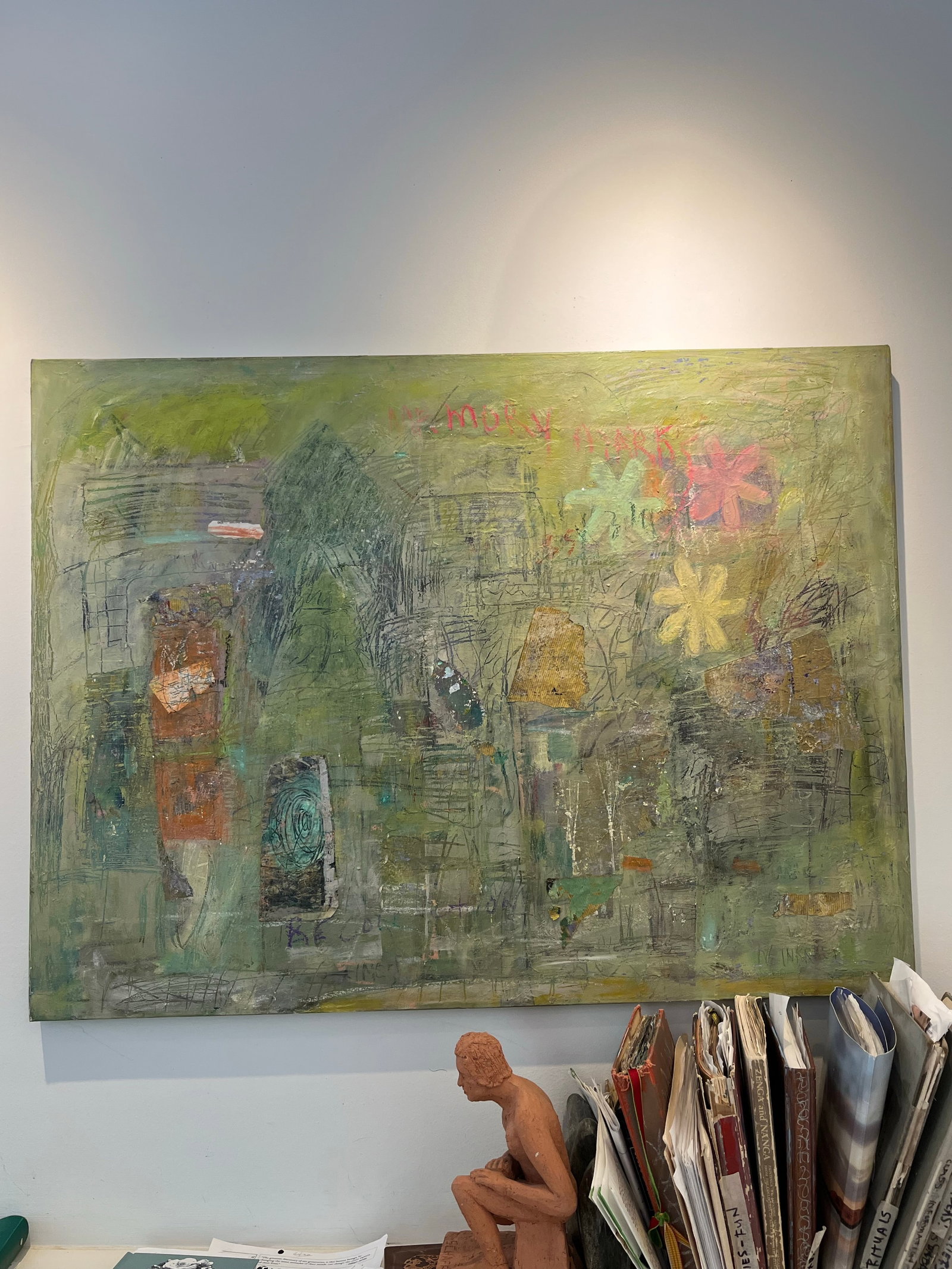 Ellen Reinkraut "Memory Marks" Large Vintage Original Abstract Landscape Mixed Media Painting on Can - 8