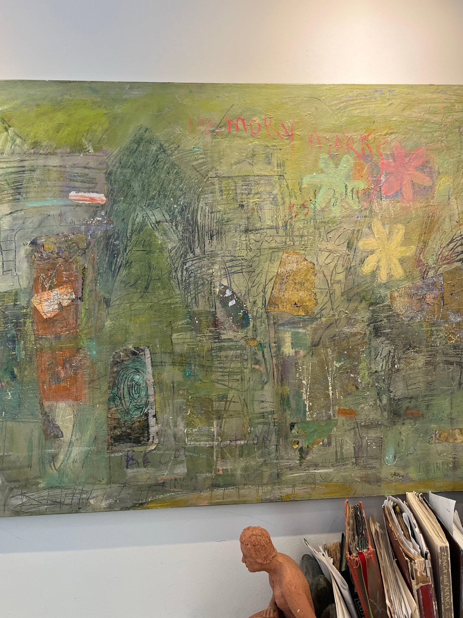 Ellen Reinkraut "Memory Marks" Large Vintage Original Abstract Landscape Mixed Media Painting on Can - 9
