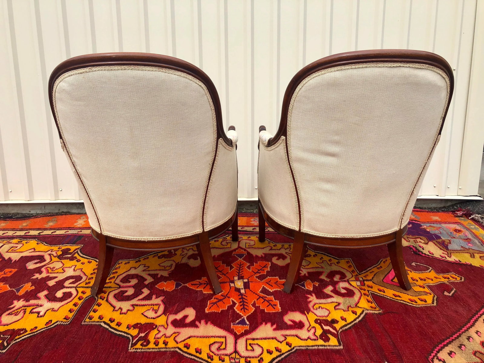 Swan Neck Carved and Floral Upholstered Bergere Chairs - 6