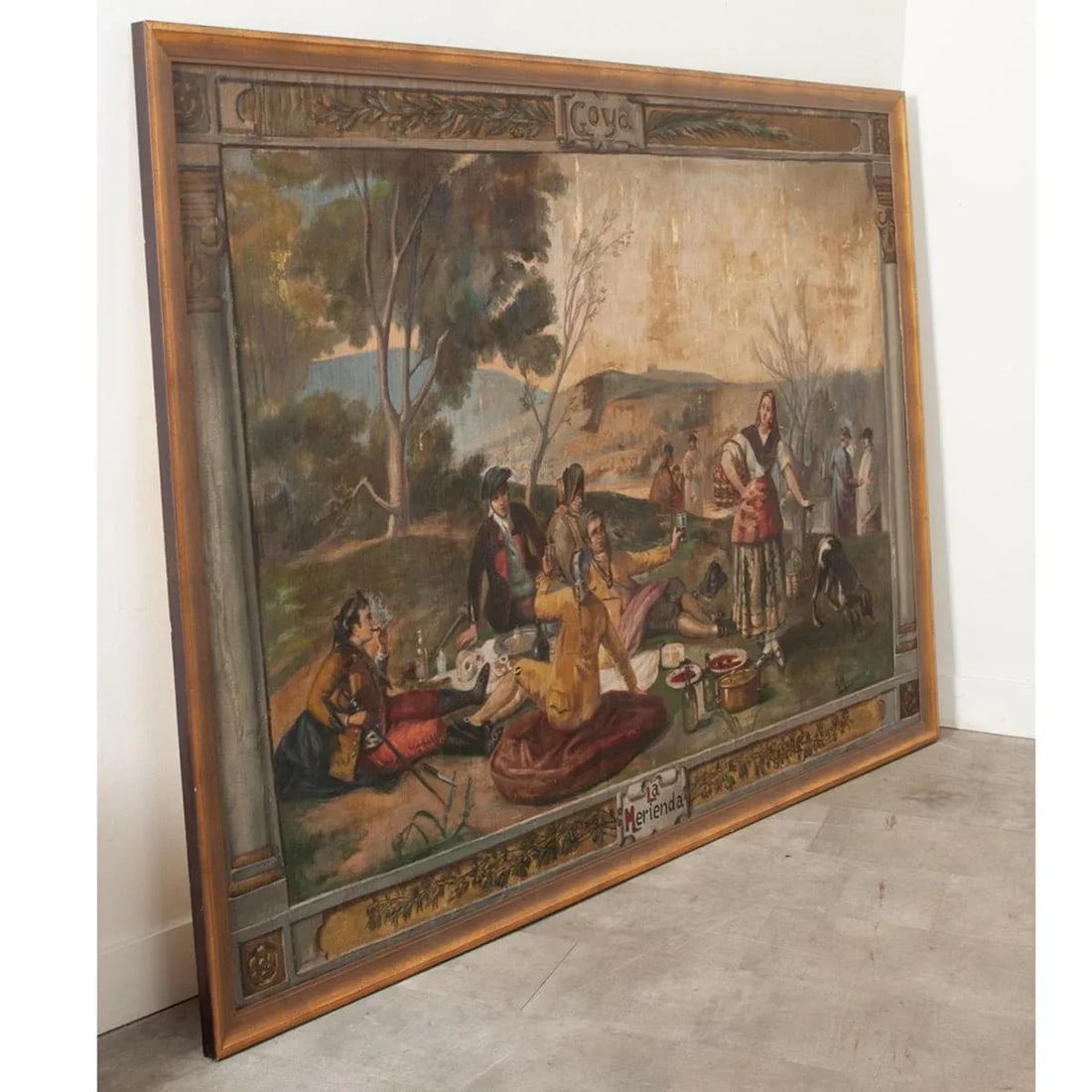 Spanish 18th Century Framed Goya Tribute Painting "La Merienda" by Minguez - 10