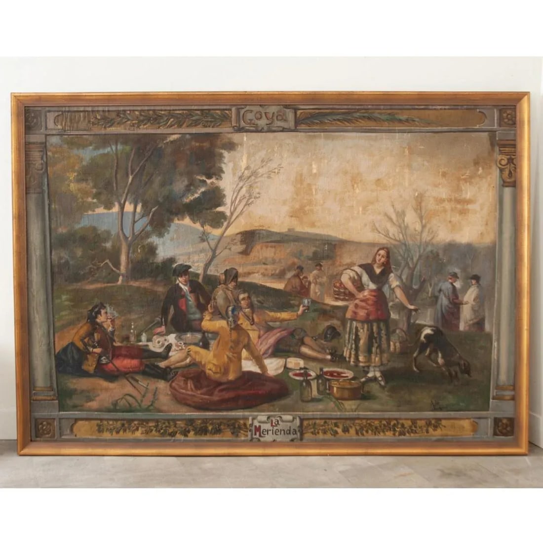 Spanish 18th Century Framed Goya Tribute Painting "La Merienda" by Minguez - 2