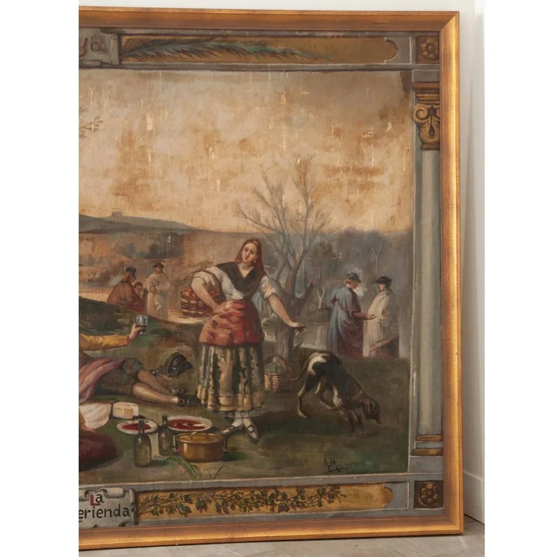 Spanish 18th Century Framed Goya Tribute Painting "La Merienda" by Minguez - 3