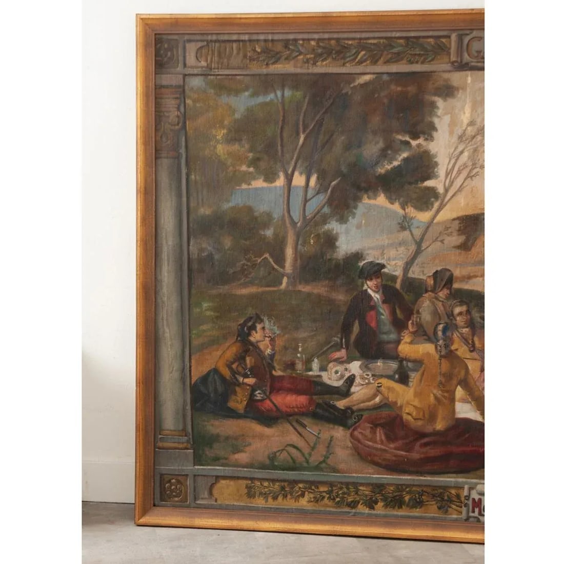Spanish 18th Century Framed Goya Tribute Painting "La Merienda" by Minguez - 5