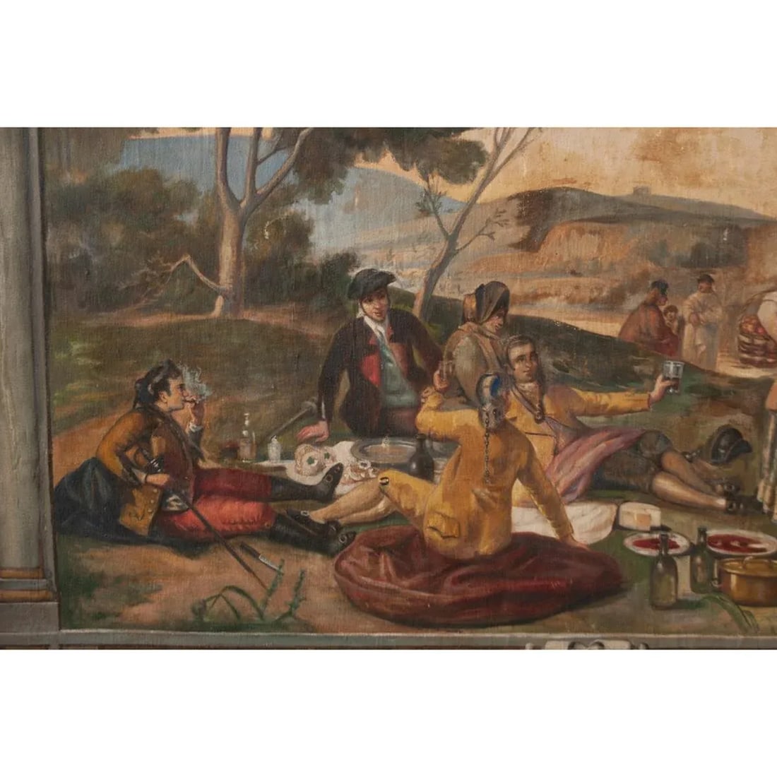 Spanish 18th Century Framed Goya Tribute Painting "La Merienda" by Minguez - 8