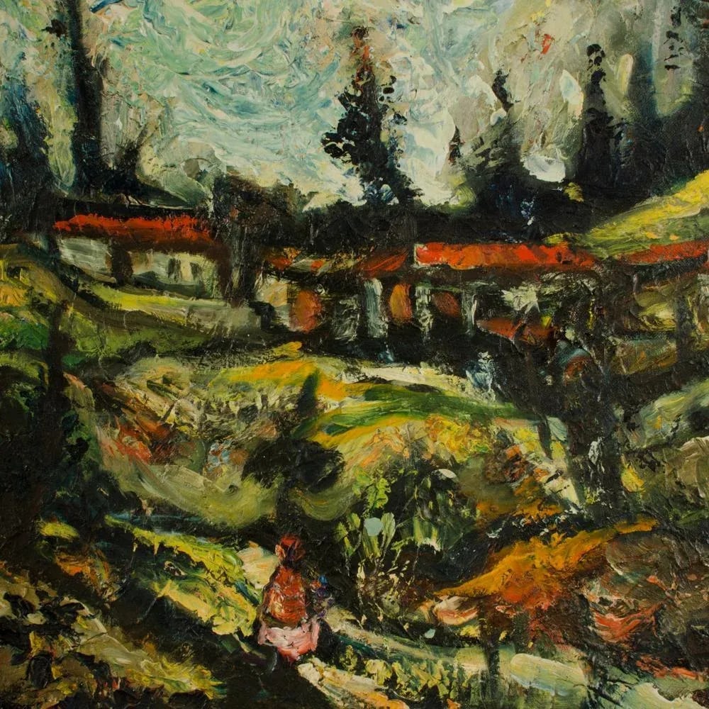 Carlos Lopez-Ruiz (Bolivian-American 1912 -1972) View of Funza. Landscape. - 8