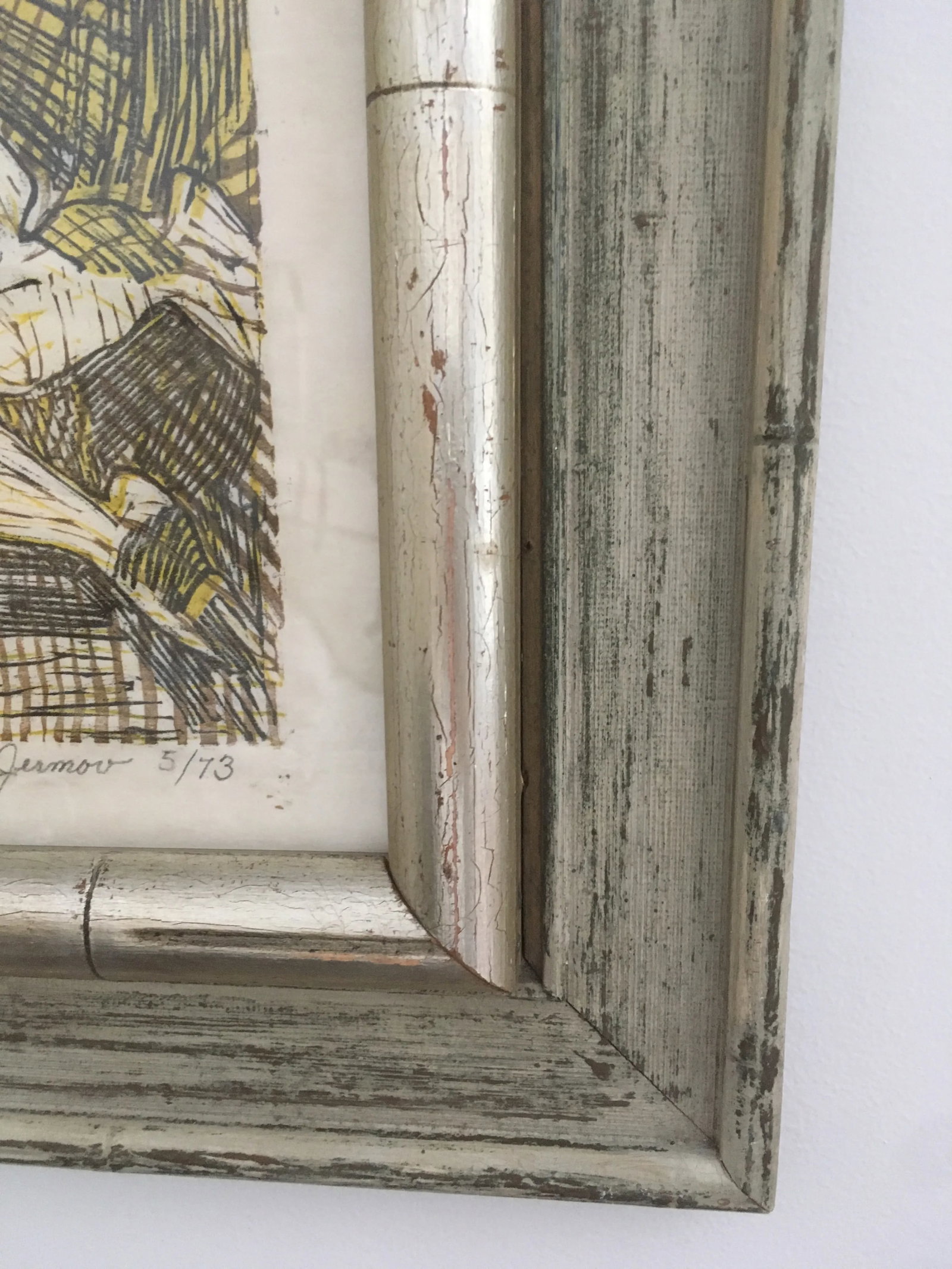 Vintage Mid-Century Abstract Nude Woman Signed Block Print Lithograph - 5
