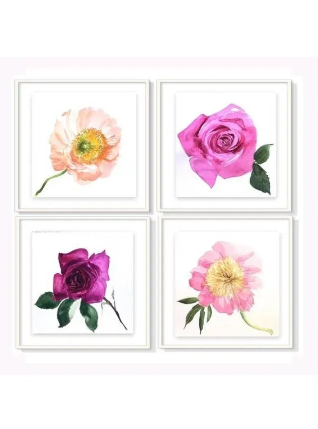 Deep Magenta Rose Floral Watercolor Painting by Gretchen Kelly - 2