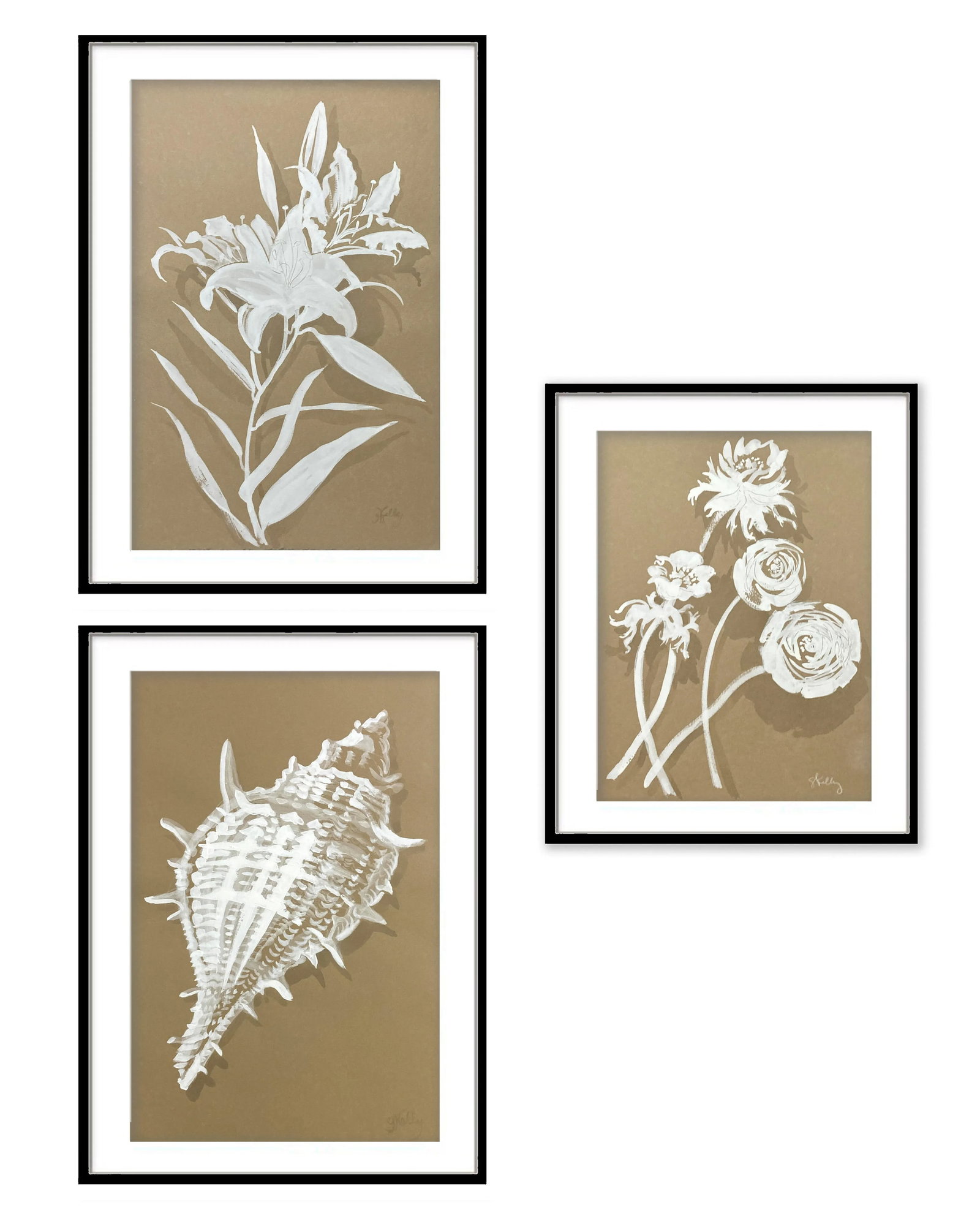 Ranunculus Botanical Study, Original Gouache Painting by Gretchen Kelly - 3
