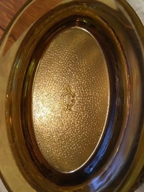 Vintage Amber Imperial Glass Covered Dish With Lion - 7