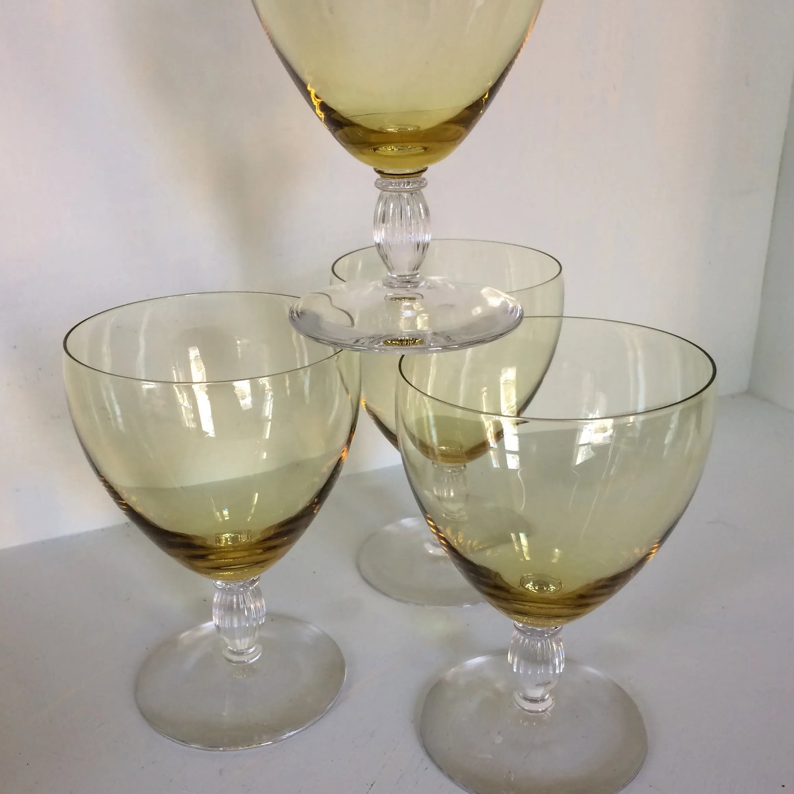 Canary Yellow Crystal Water/Wine Goblets - Set of 4 - 11