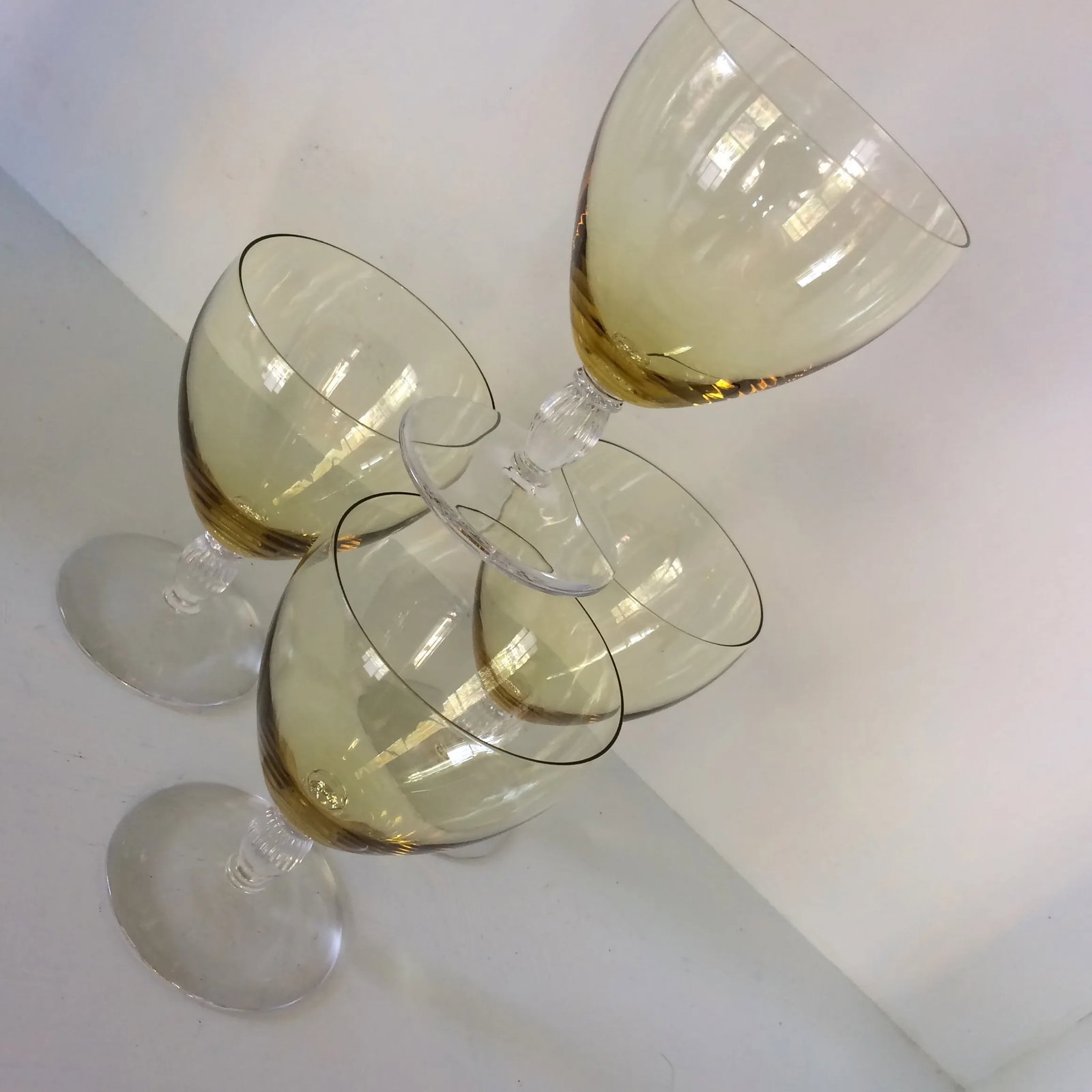 Canary Yellow Crystal Water/Wine Goblets - Set of 4 - 12