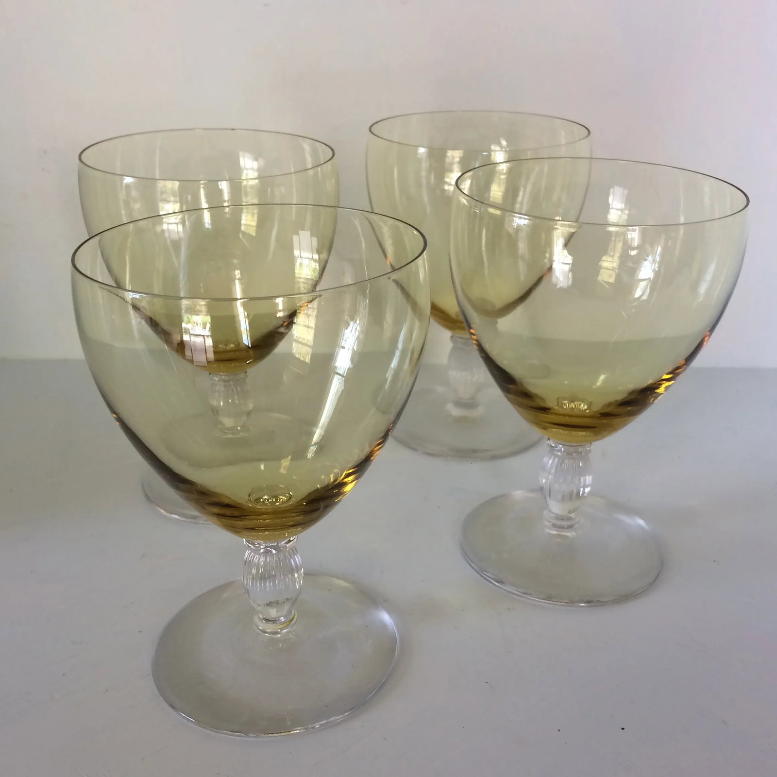 Canary Yellow Crystal Water/Wine Goblets - Set of 4 - 13