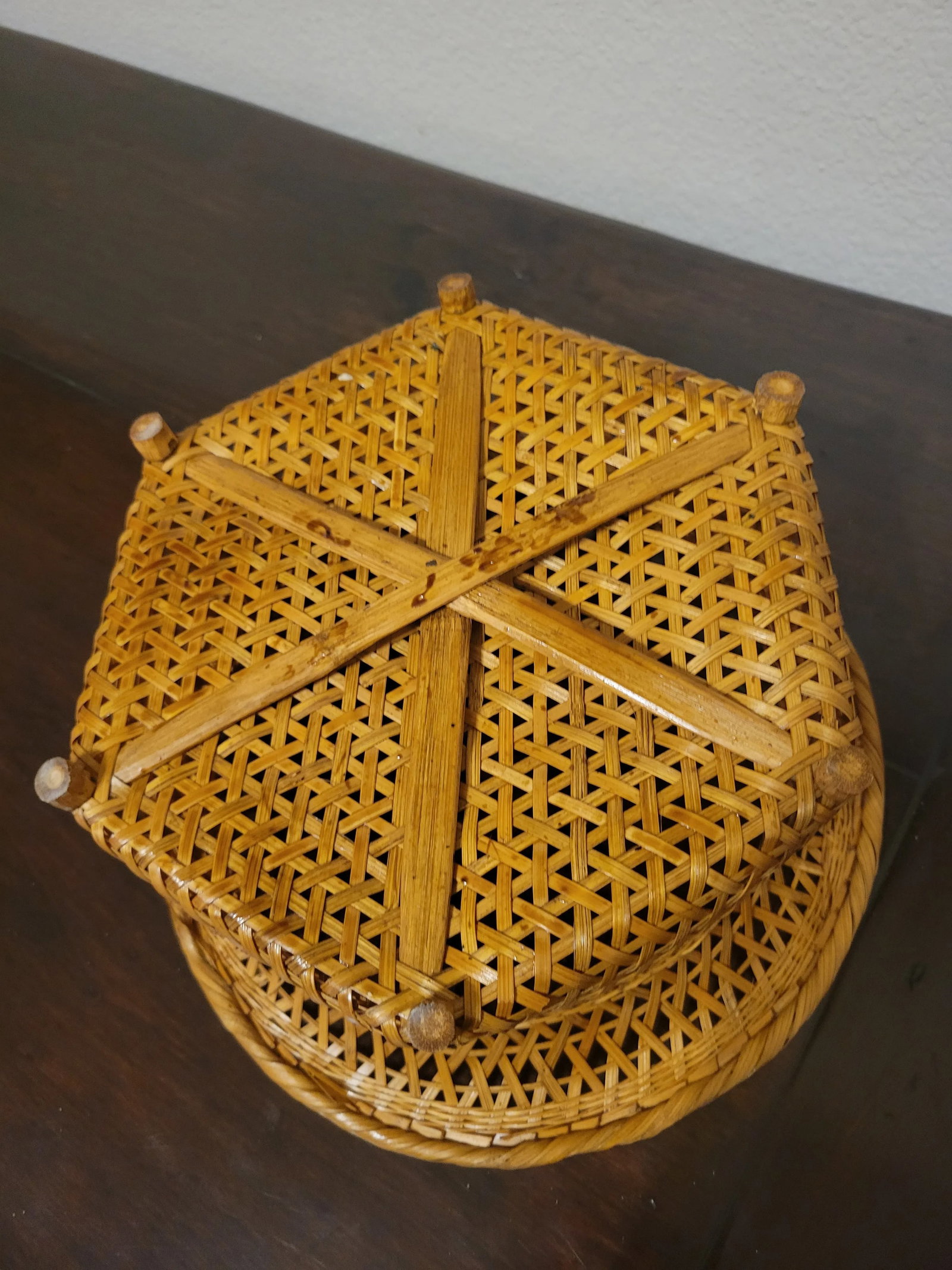 Vintage Small Bamboo Basket - 6