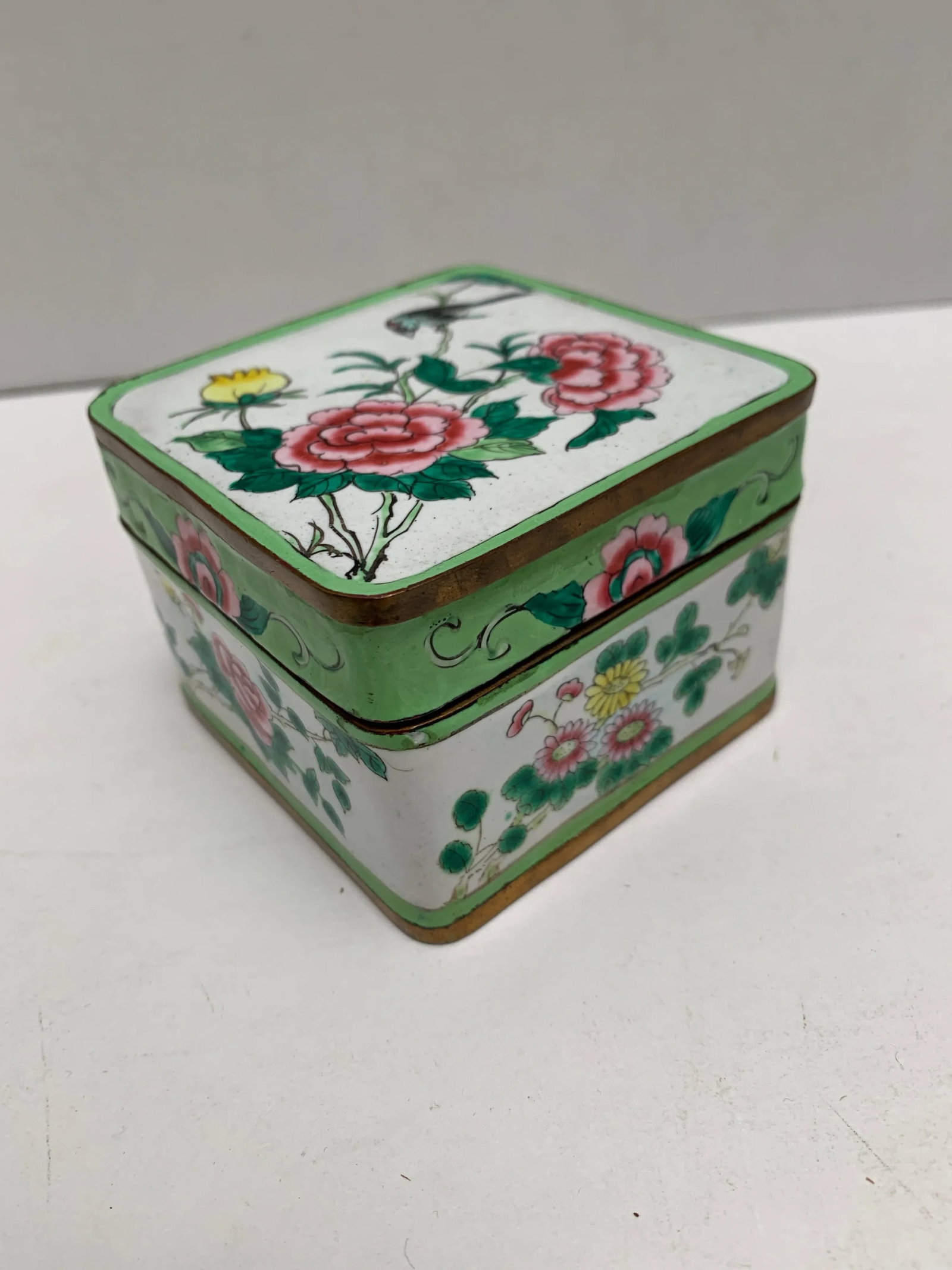 Asian Chinoiserie Petite Enamel Cloisonne Jewelry Stash Box - 5