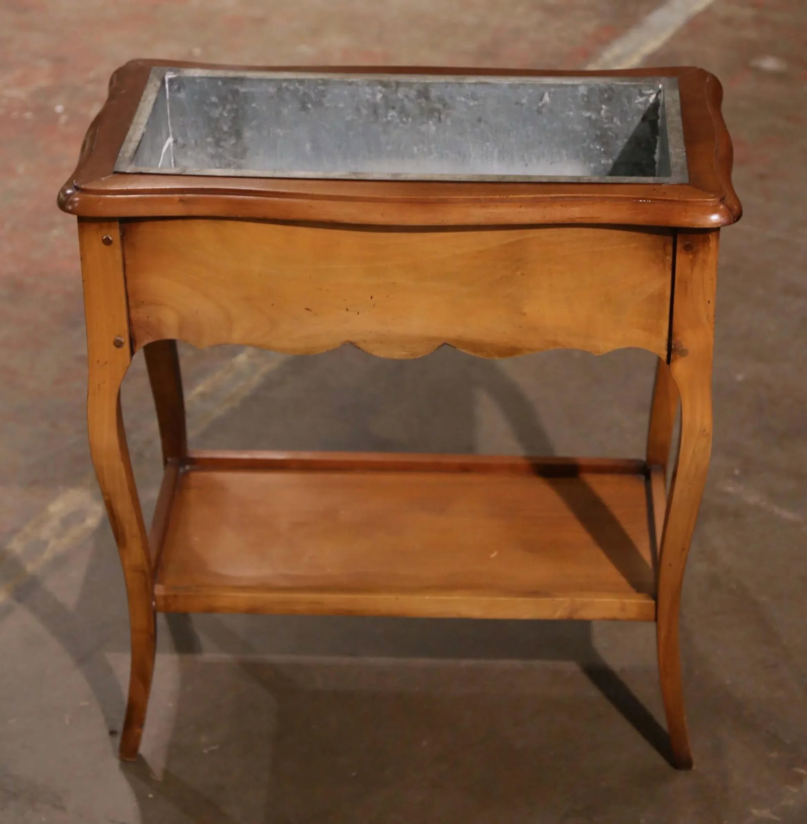 Mid-Century French Louis XV Carved Cherry Plant Stand With Zinc Liner - 8