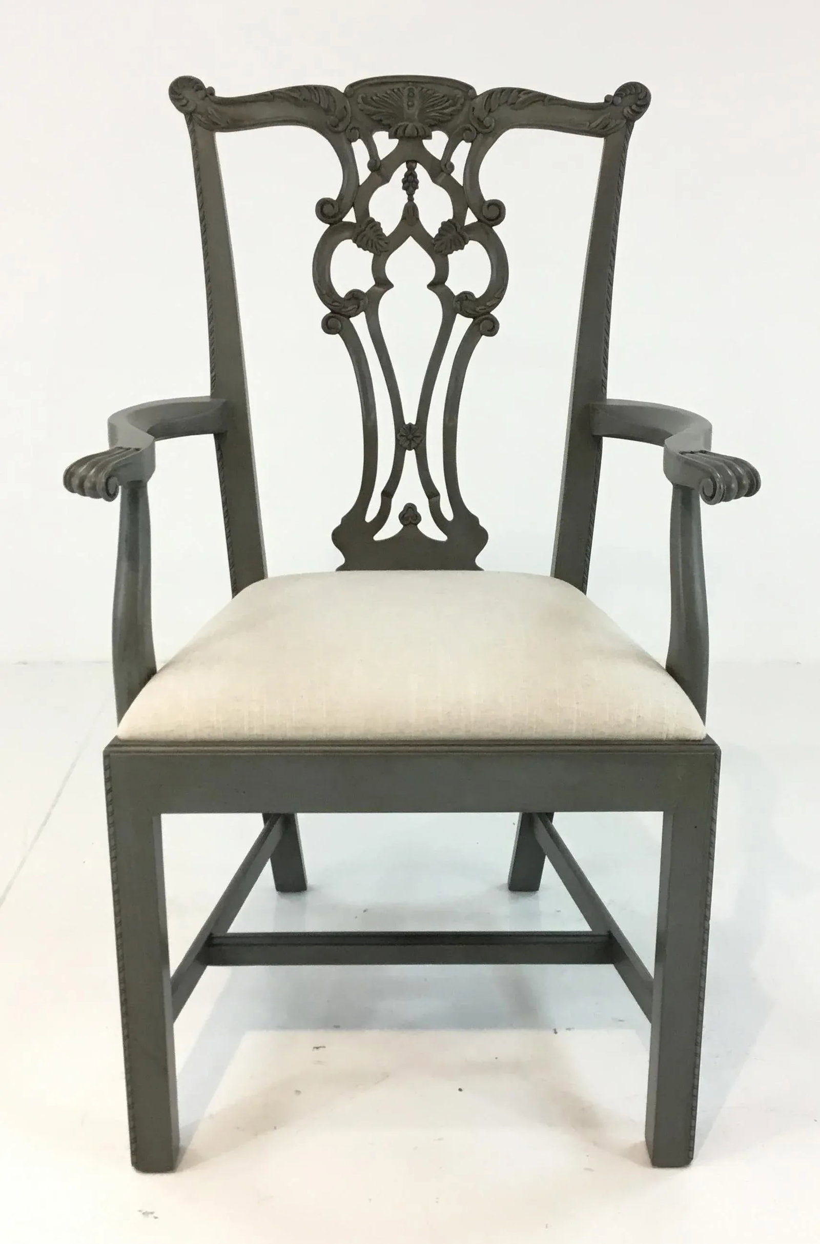 Hickory Chair Venetian Blue Chippendale Arm Chair - 7