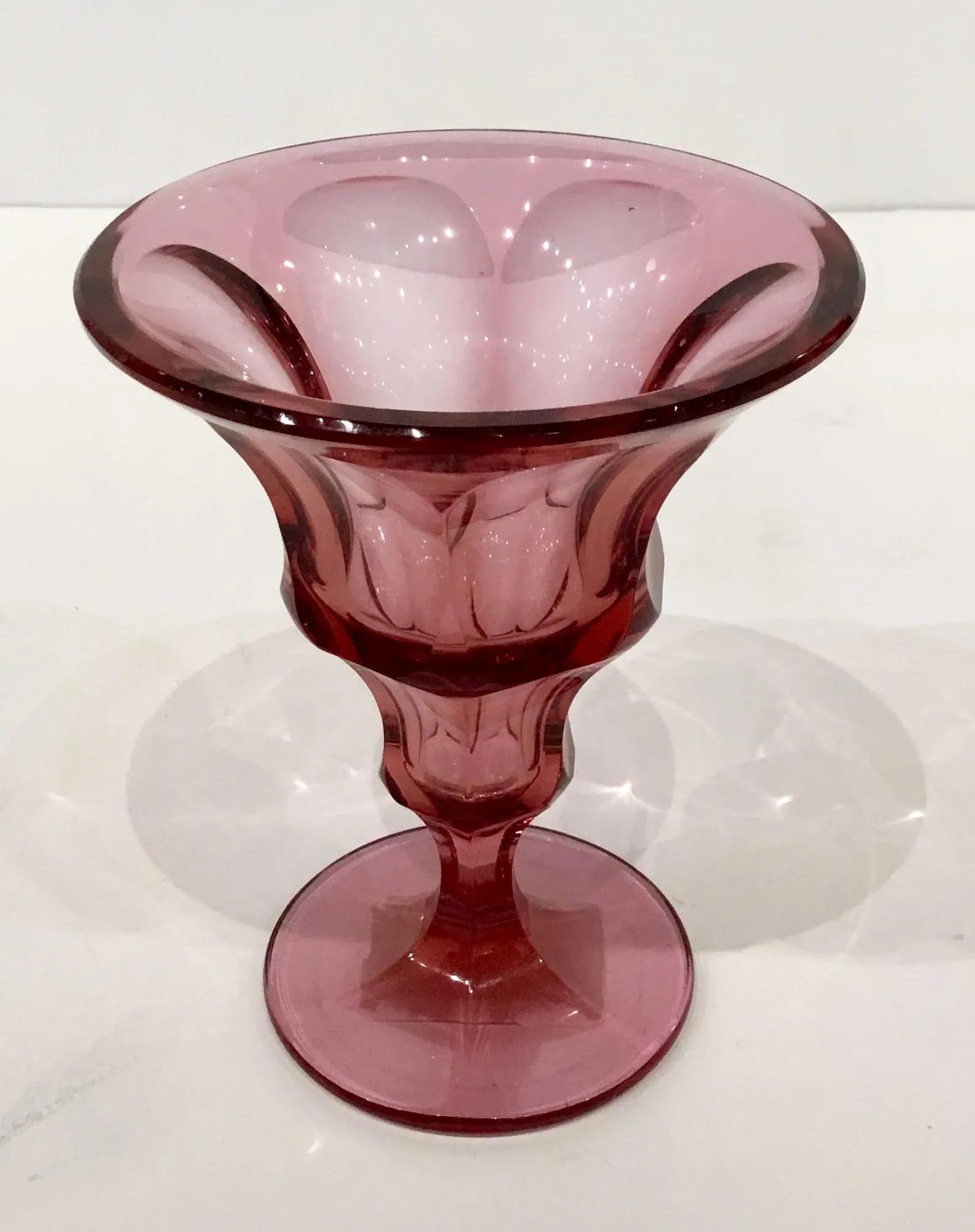 Antique Cut Art Glass Moser Crimson Vase - 2