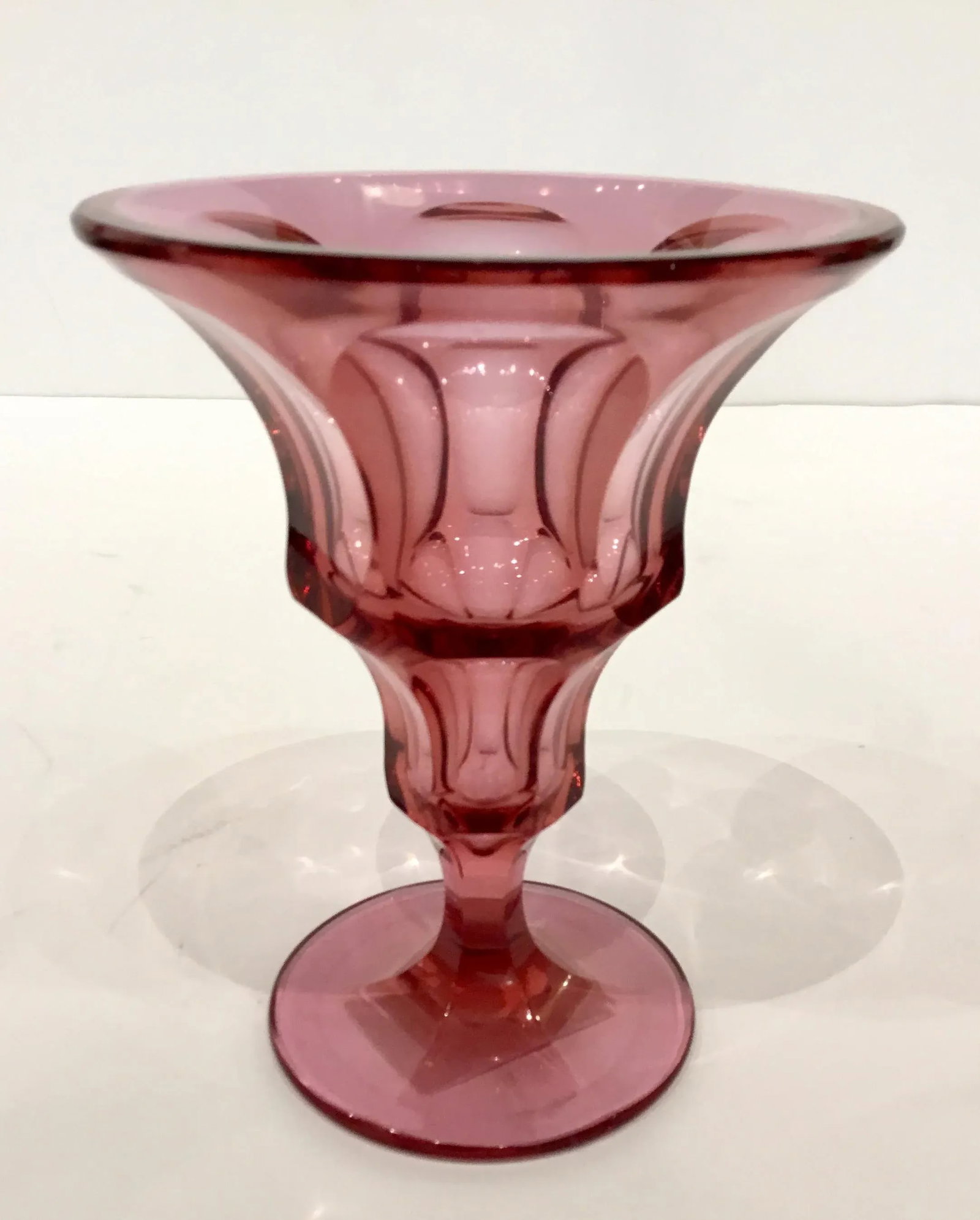 Antique Cut Art Glass Moser Crimson Vase - 4