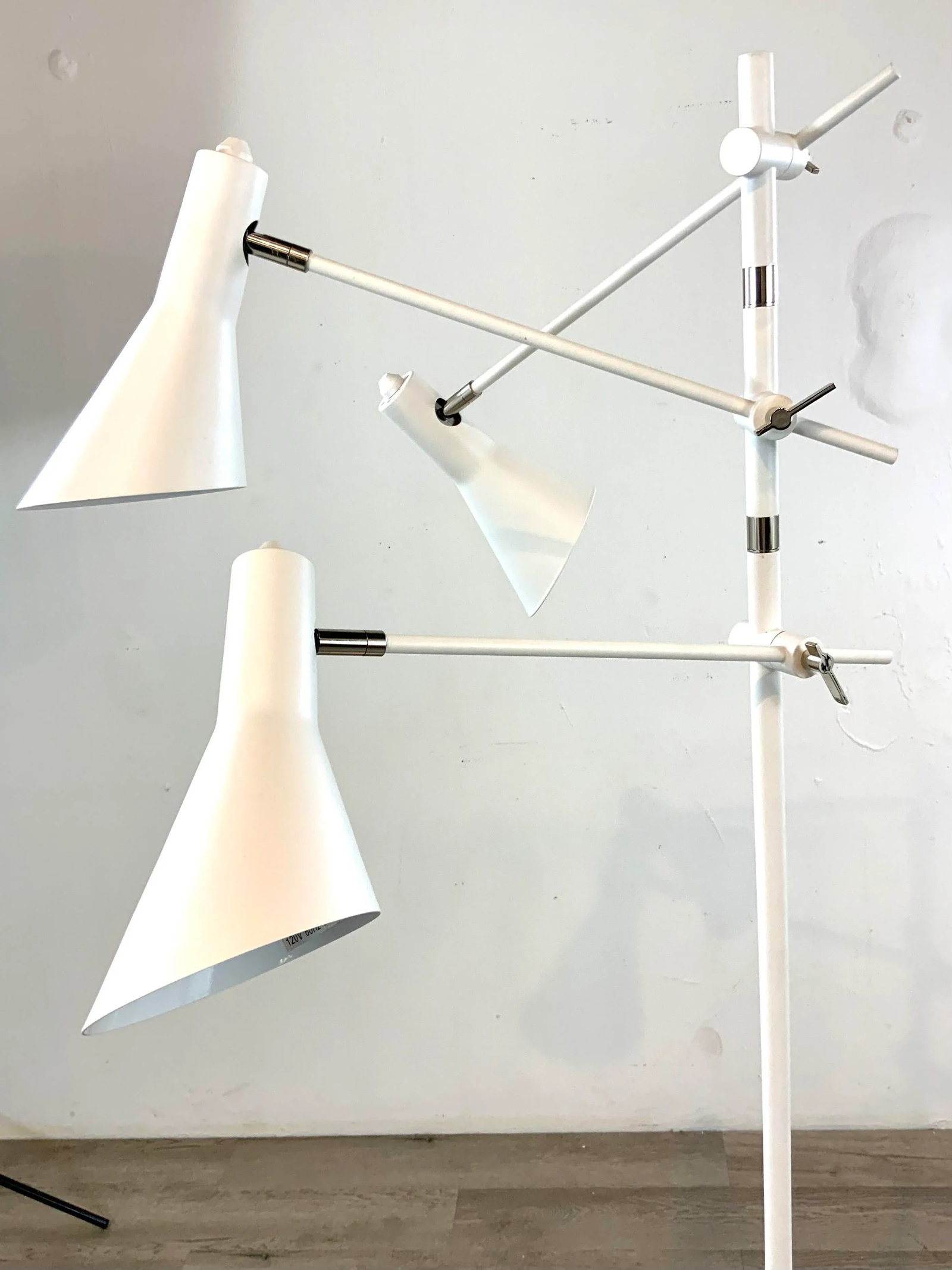 Mid-Century Modern Style White Metal Adjustable Floor Lamp - 3