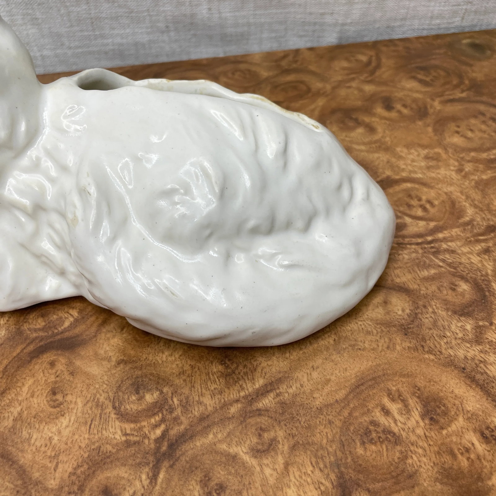 Mid Century Ceramic White Cat Planter - 3