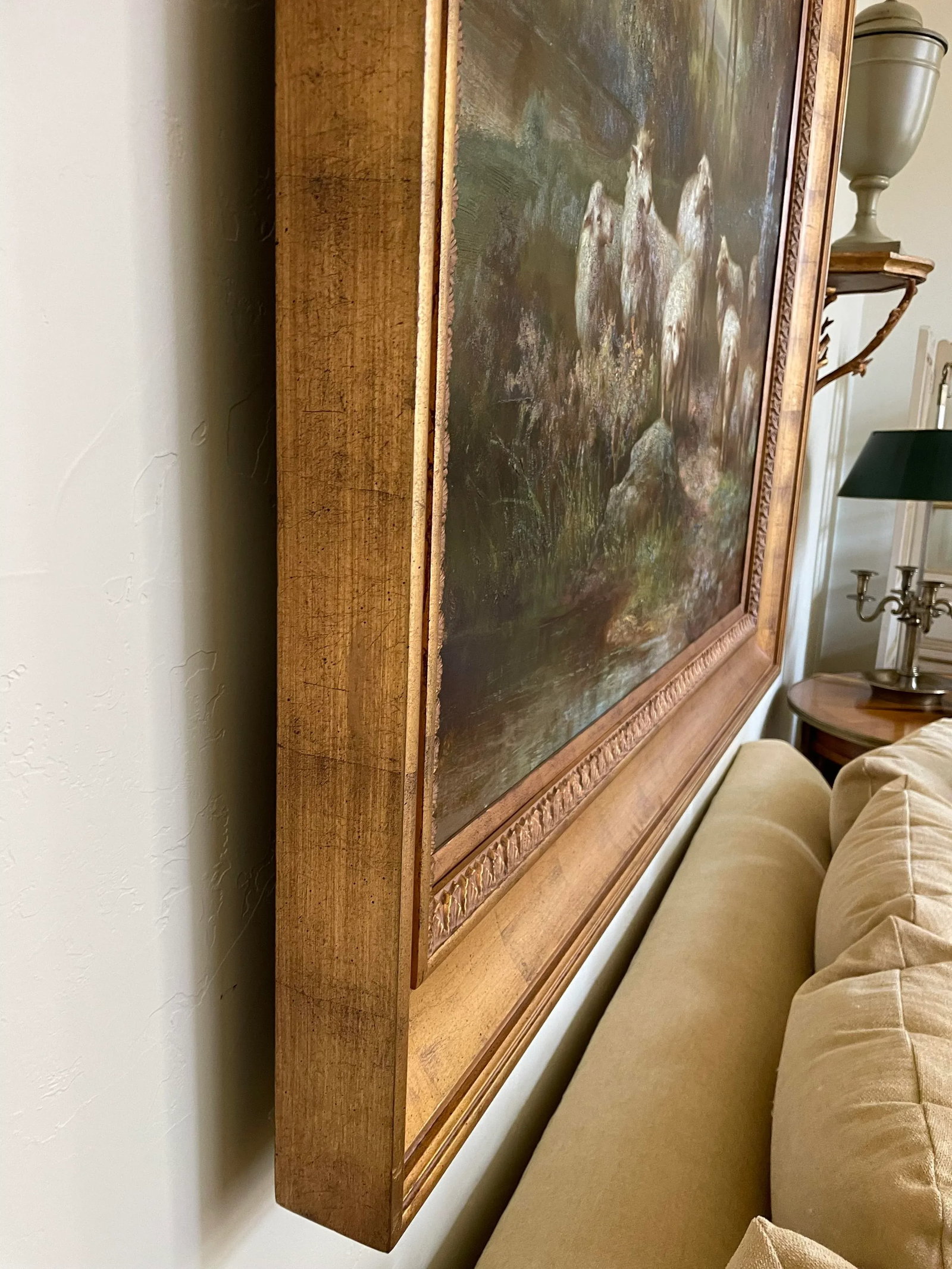 Mid 20th Century Landscape Painting With Sheep, Framed - 5