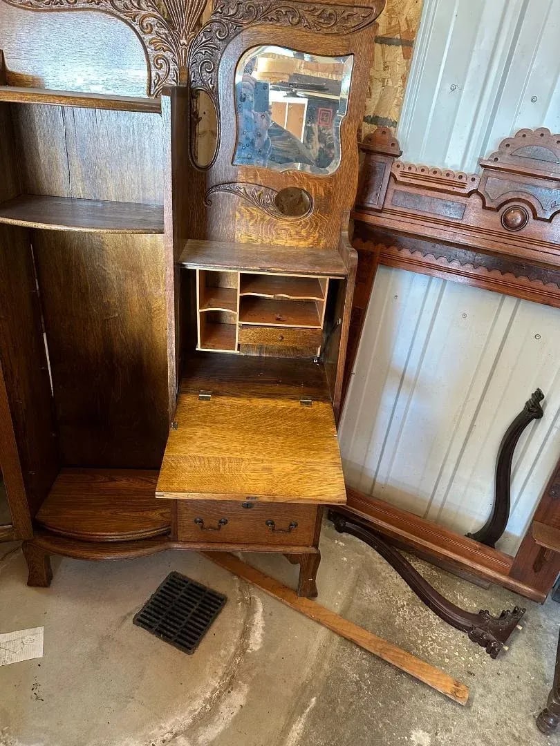 1910s Secretary Desk with Display Cabinet - 4