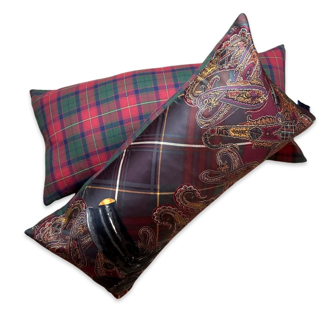 Ralph Lauren Equestrian Paisley & Tartan Vintage Silk Scarf Pillow - 3