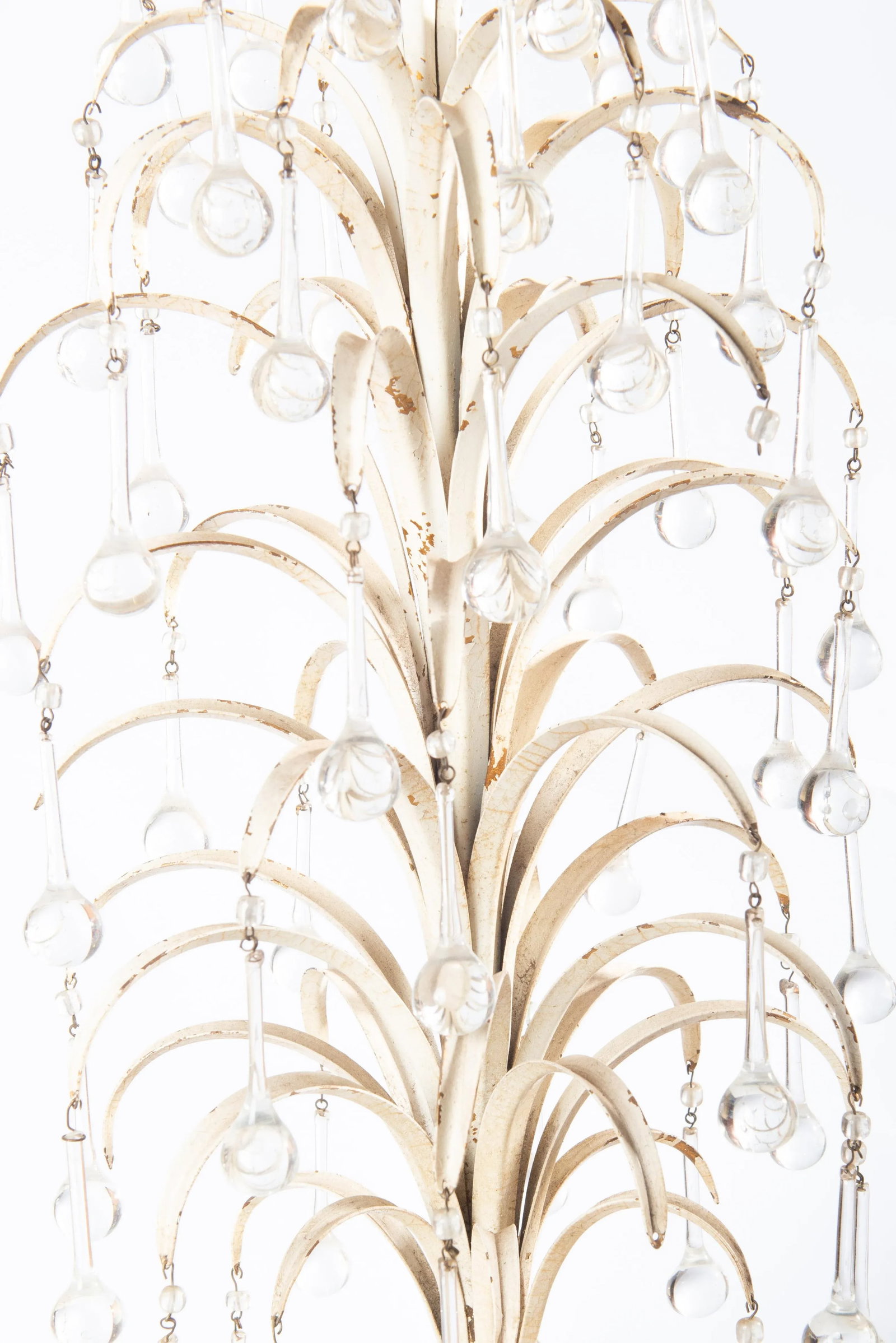 1950s White Tole Tear Drop Table Lamp With Crystals - 4