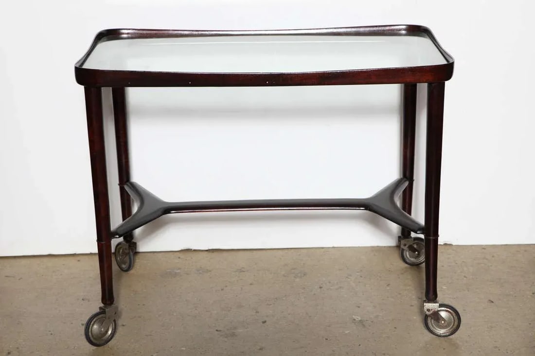 1950s Italian Modern Solid Rosewood Bar Cart - 2
