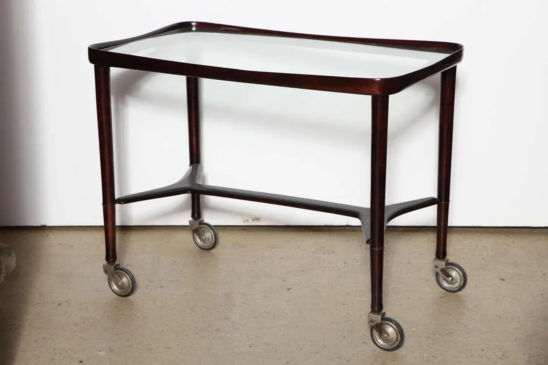 1950s Italian Modern Solid Rosewood Bar Cart - 3