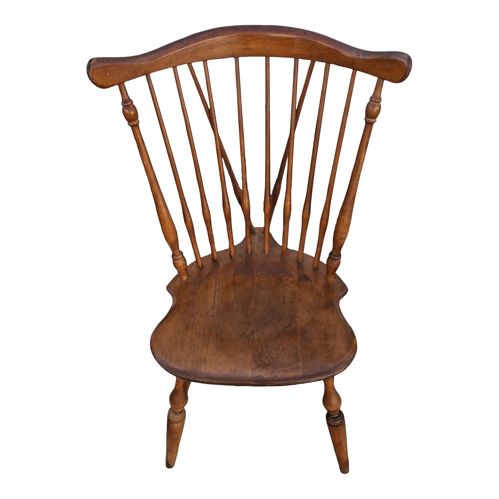 1970s Ethan Allen High-Back Windsor Chair: Ethan Allen High-Back Windsor Chair is in good condition. This sturdy chair has only minor cosmetic imperfection consistent with age. Condition: Alterations: Original Condition Unaltered Imperfections