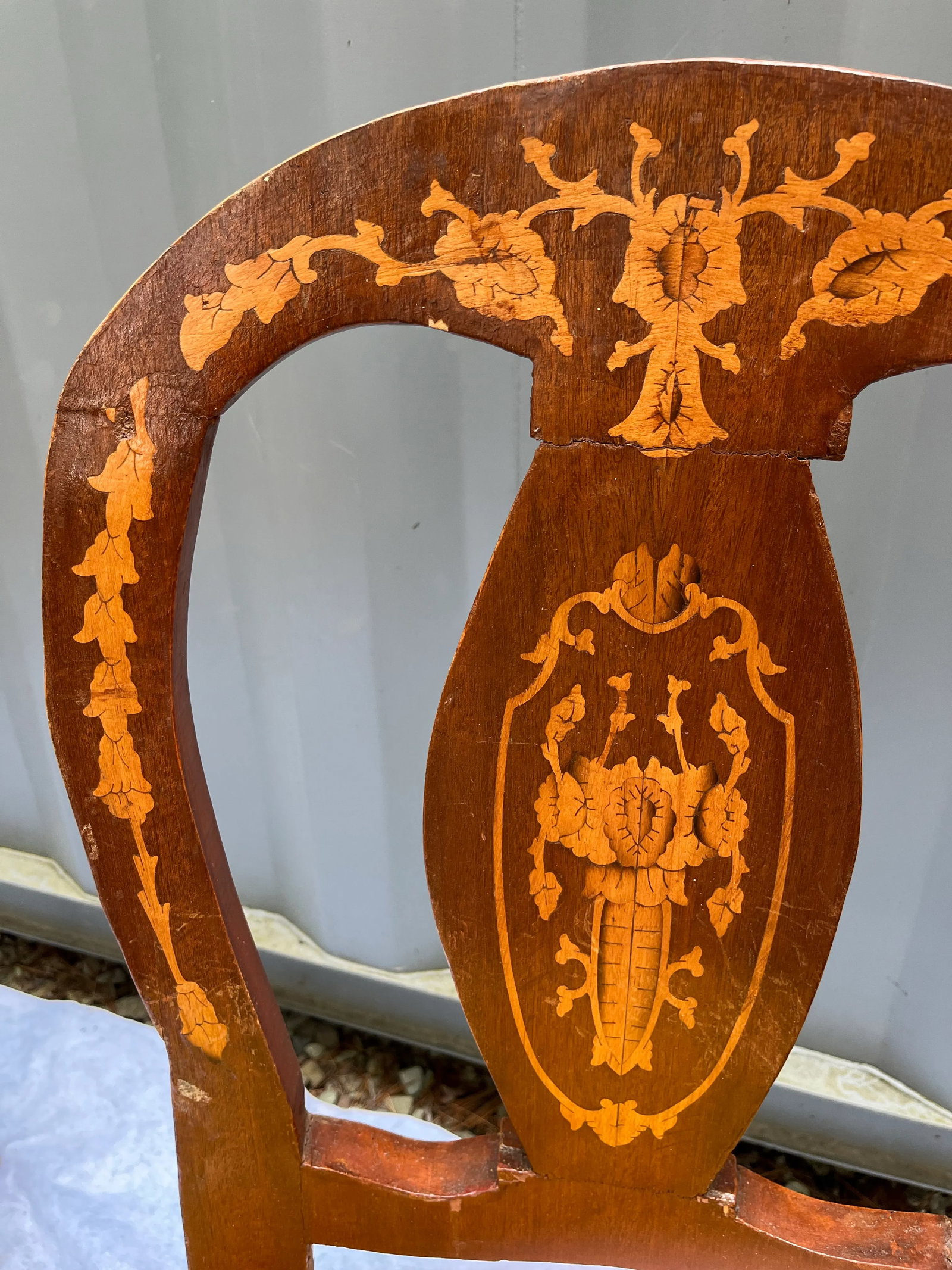 Antique Marquetry Side Chairs a Pair - 7