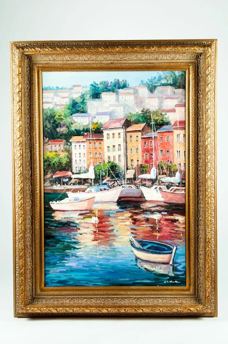 Gilded Wood Frame Oil Painting on Canvas - 2