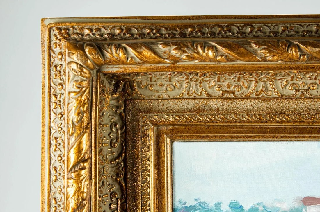 Gilded Wood Frame Oil Painting on Canvas - 8