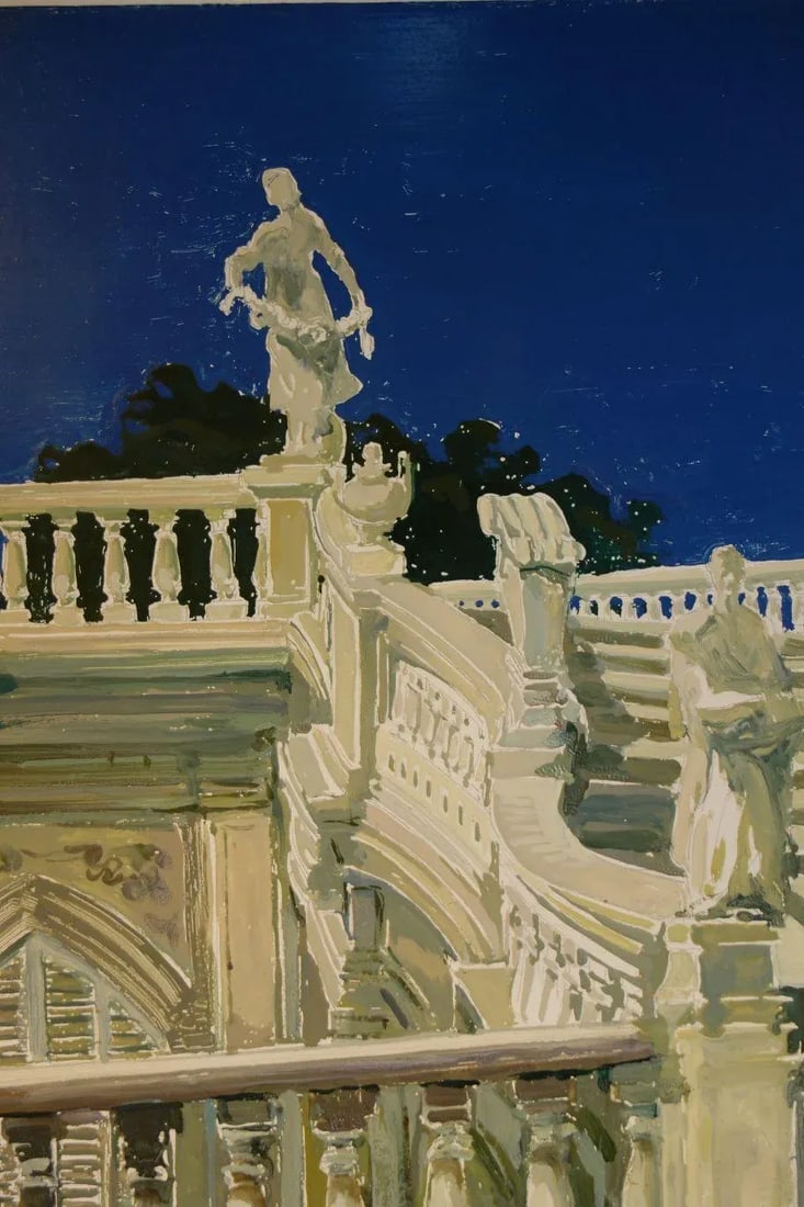 Study for a Painting of a Classic Italian Garden Stairs on Board - 3