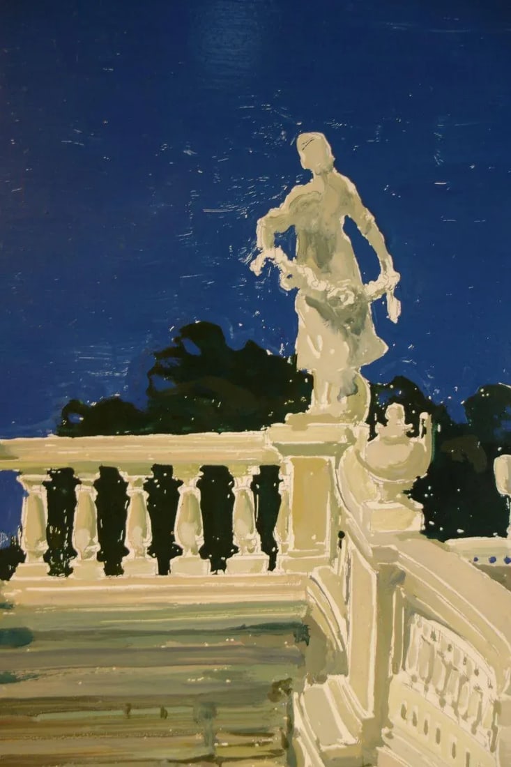 Study for a Painting of a Classic Italian Garden Stairs on Board - 7