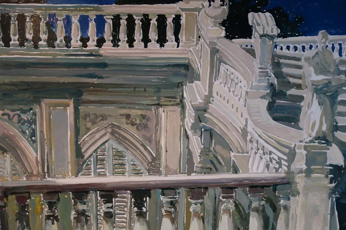 Study for a Painting of a Classic Italian Garden Stairs on Board - 8