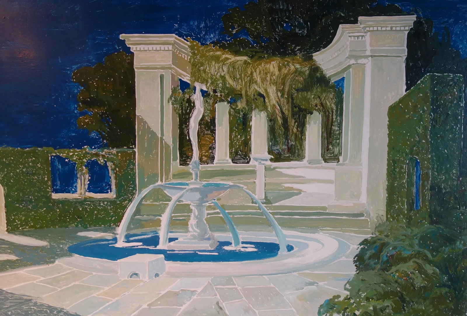 Study for a Painting of a Classic Italian Garden Fountain on Board - 3
