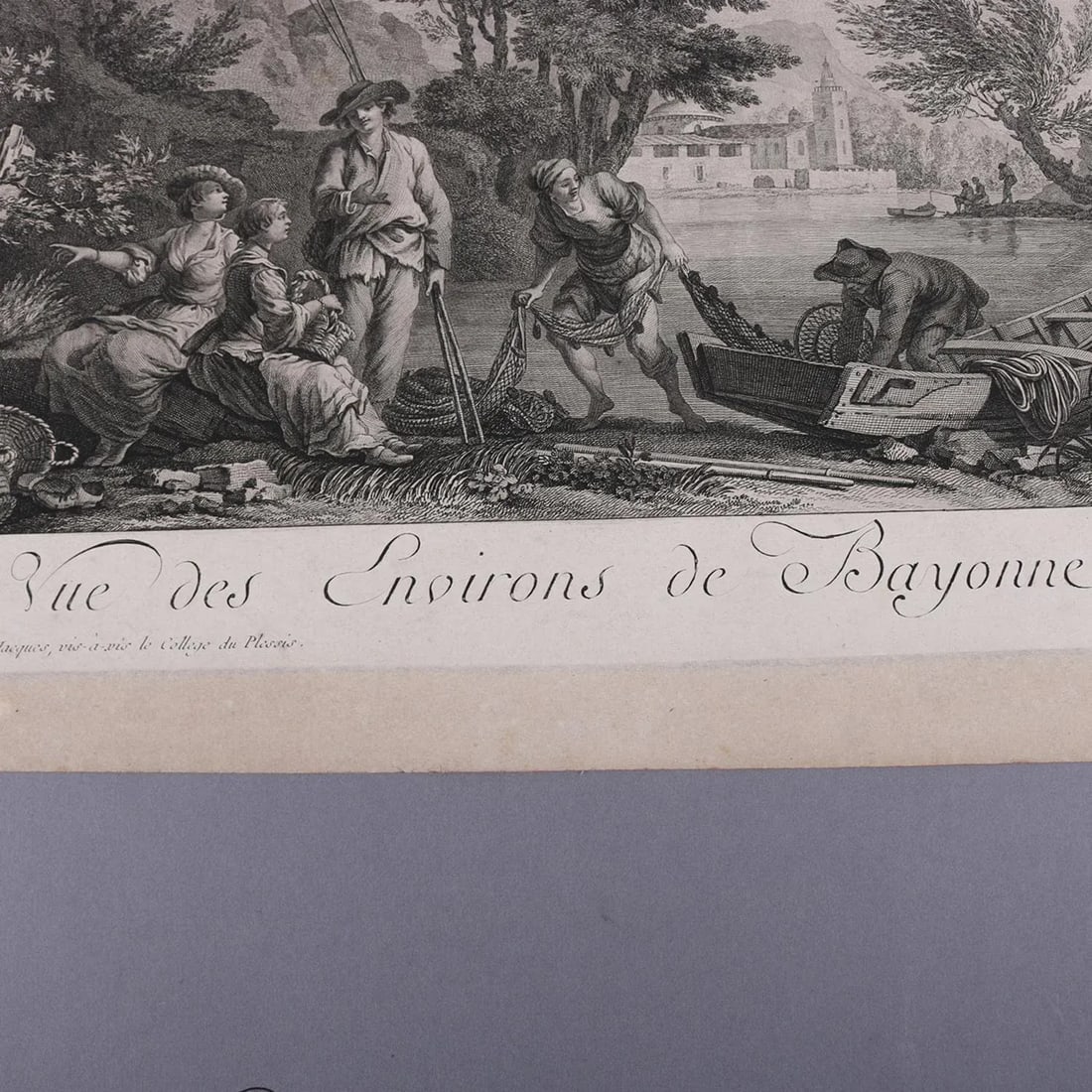 French Empire Maritime Etchings of Ships and Workers in Village Harbour - Set of 3 - 7
