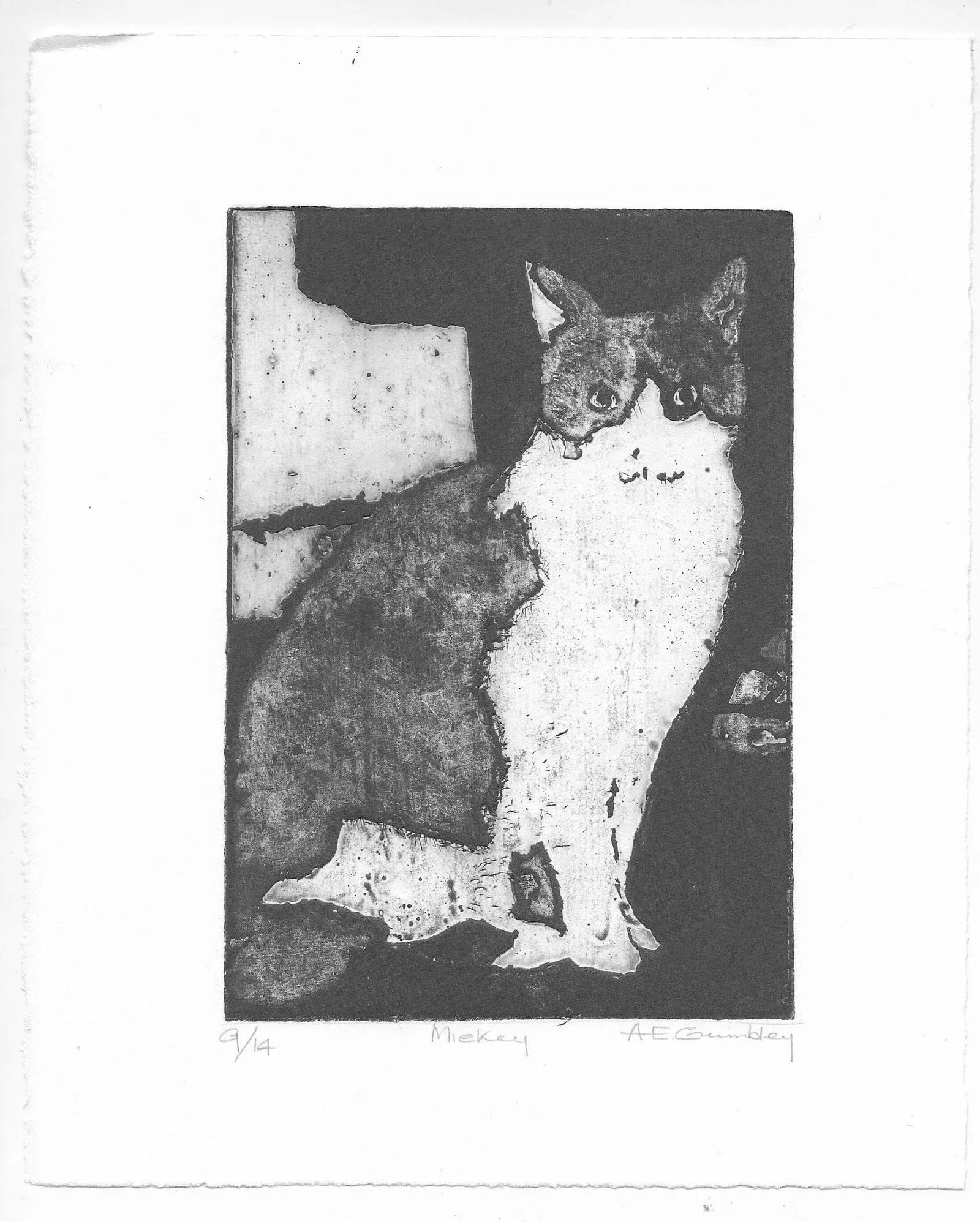 1996 Mickey the Cat Aquatint by Crumbley - 2